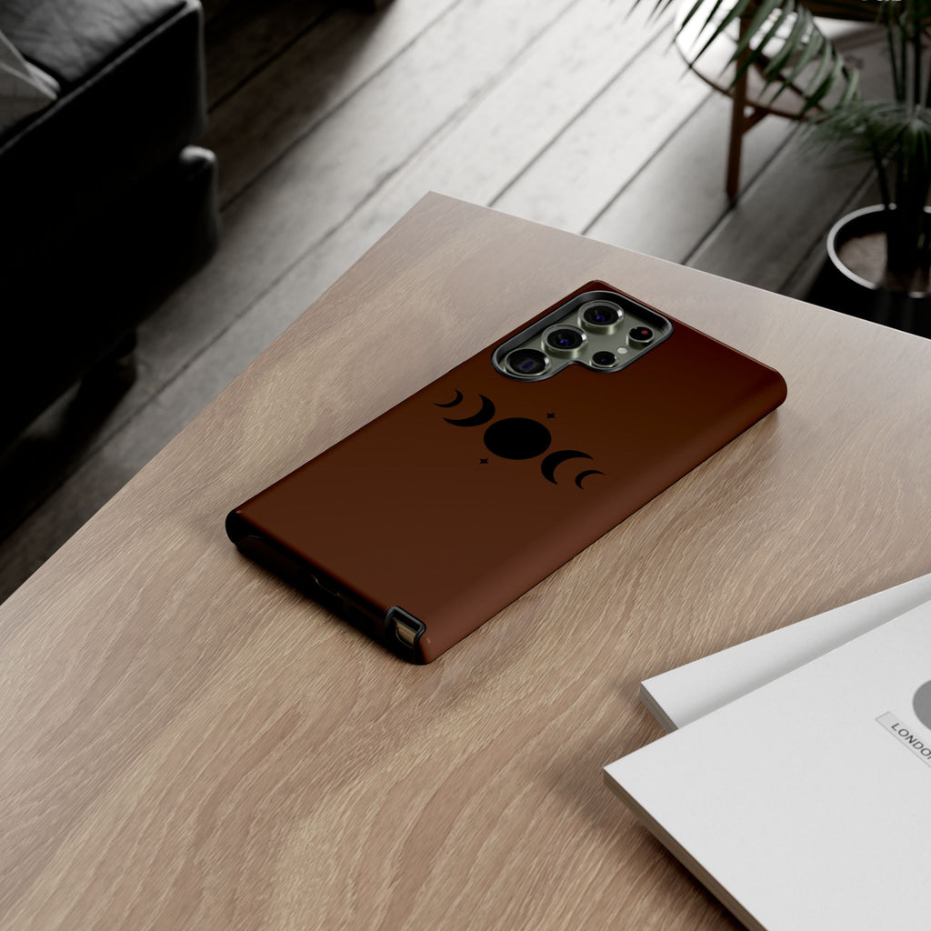 Triple Moon Phone Case — Brown Witchy Celestial iPhone Cover