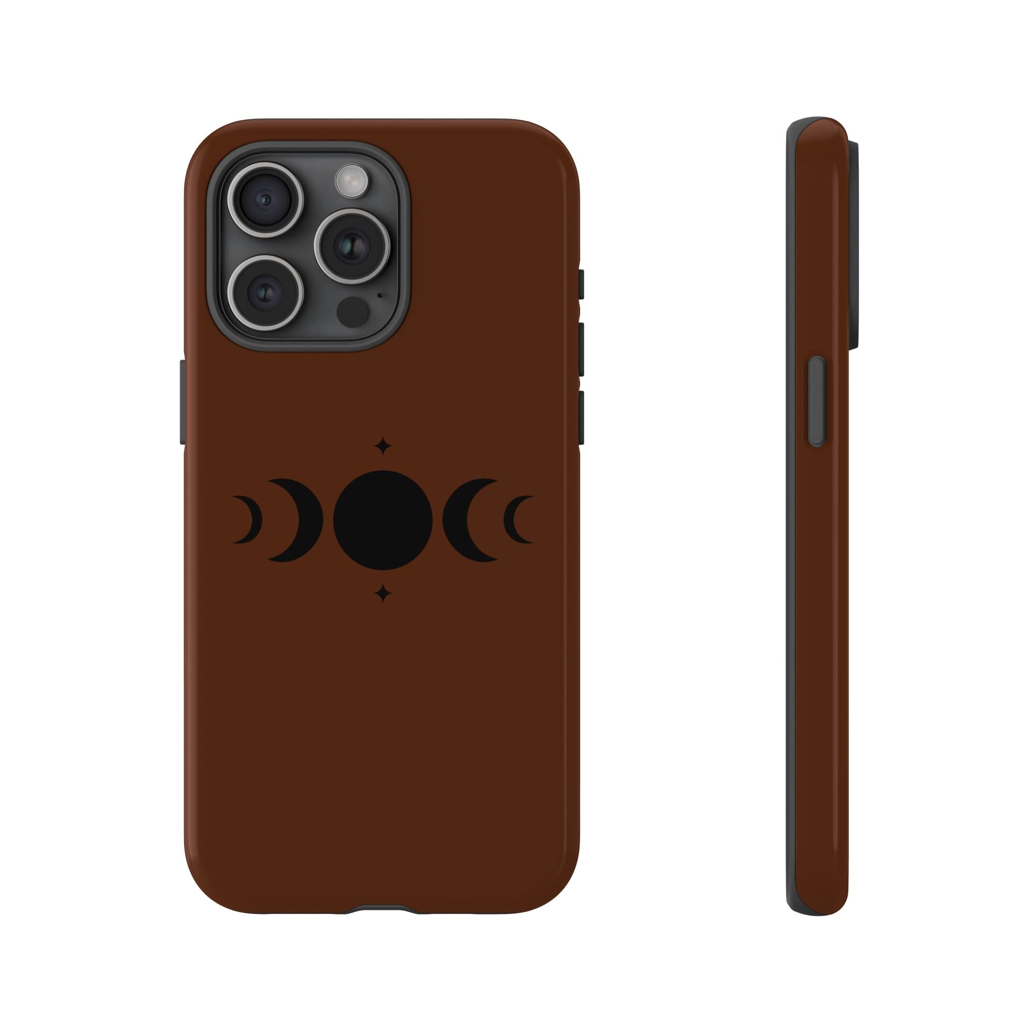 Triple Moon Phone Case — Brown Witchy Celestial iPhone Cover