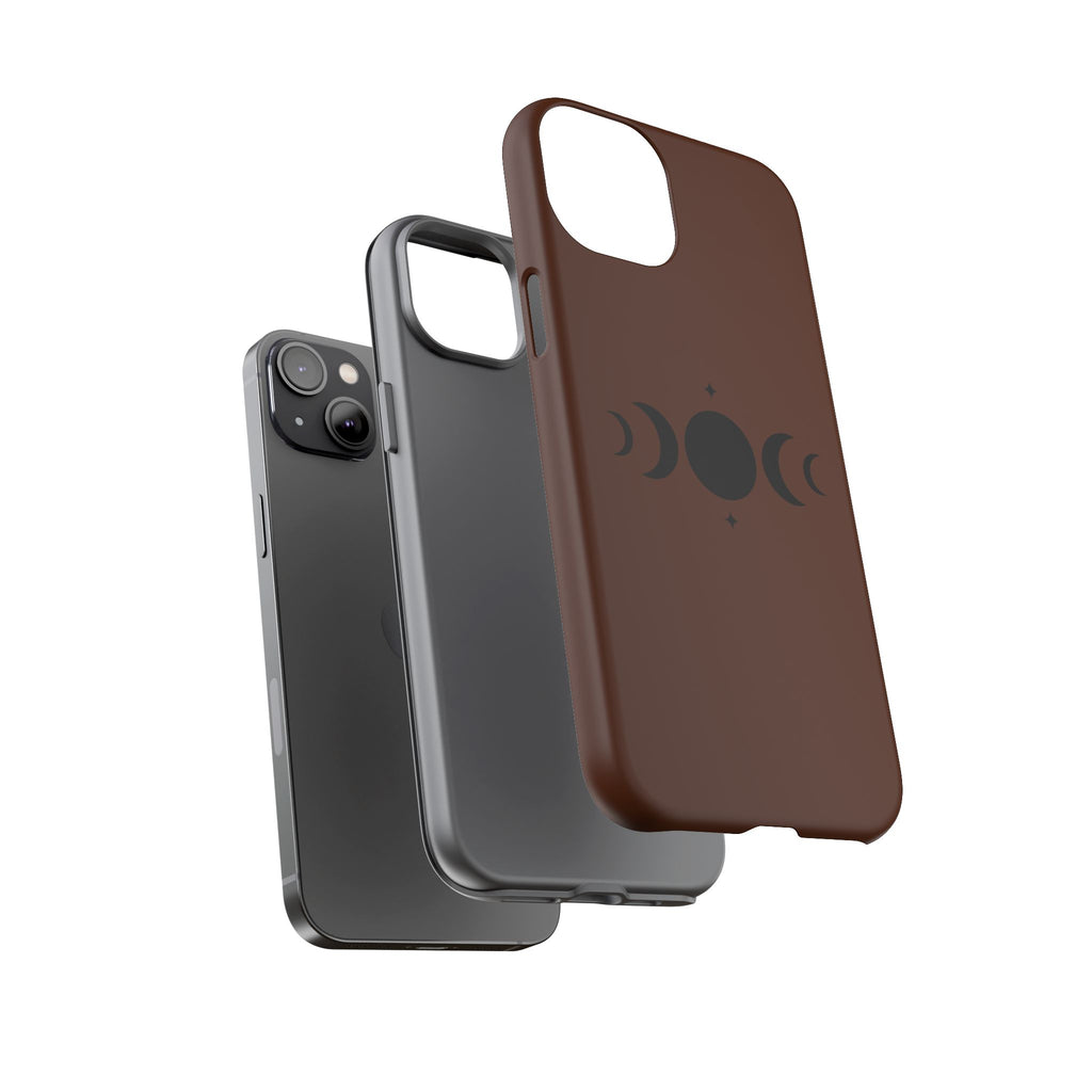 Triple Moon Phone Case — Brown Witchy Celestial iPhone Cover
