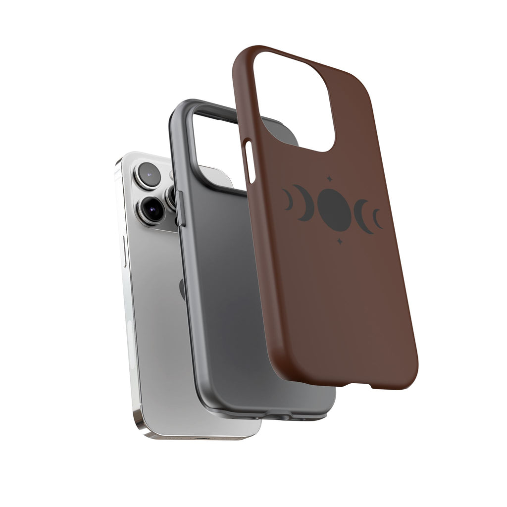 Triple Moon Phone Case — Brown Witchy Celestial iPhone Cover
