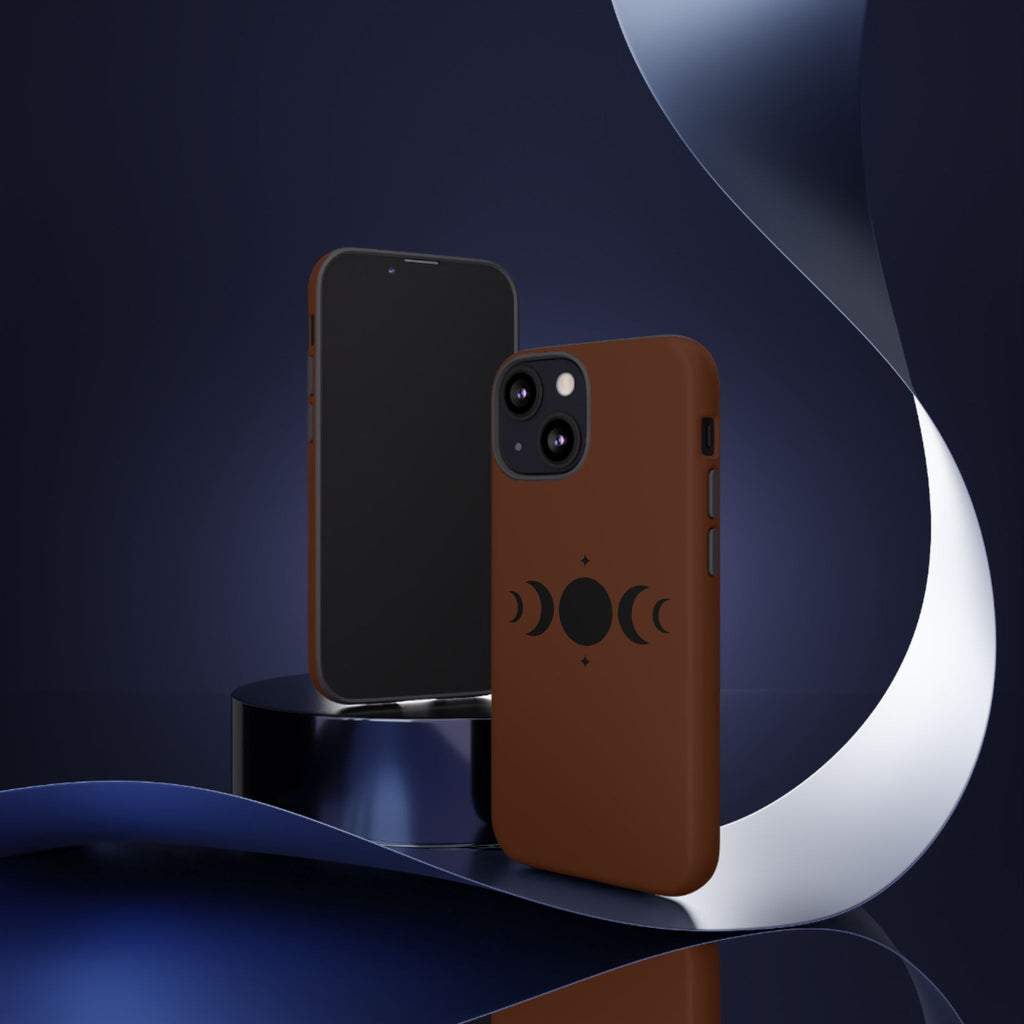 Triple Moon Phone Case — Brown Witchy Celestial iPhone Cover