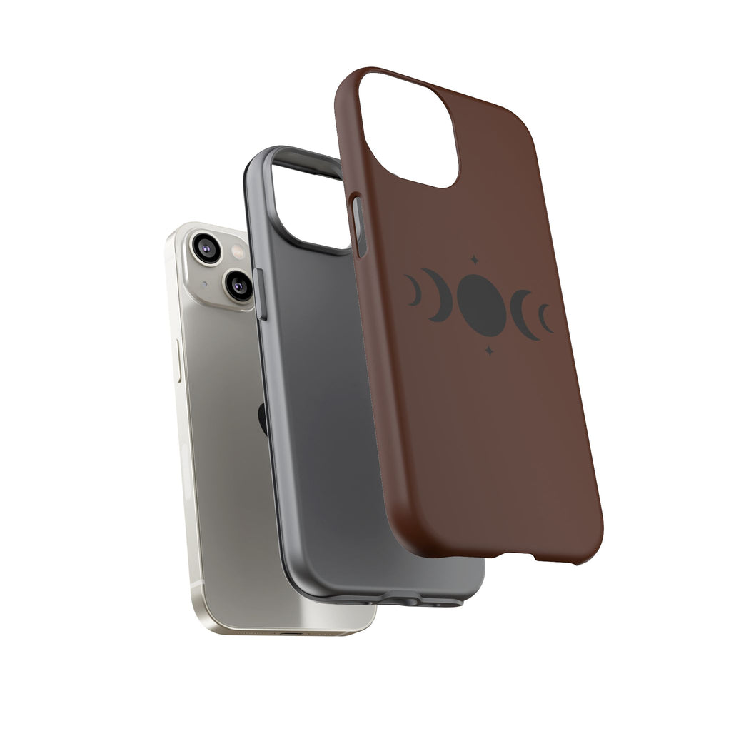 Triple Moon Phone Case — Brown Witchy Celestial iPhone Cover