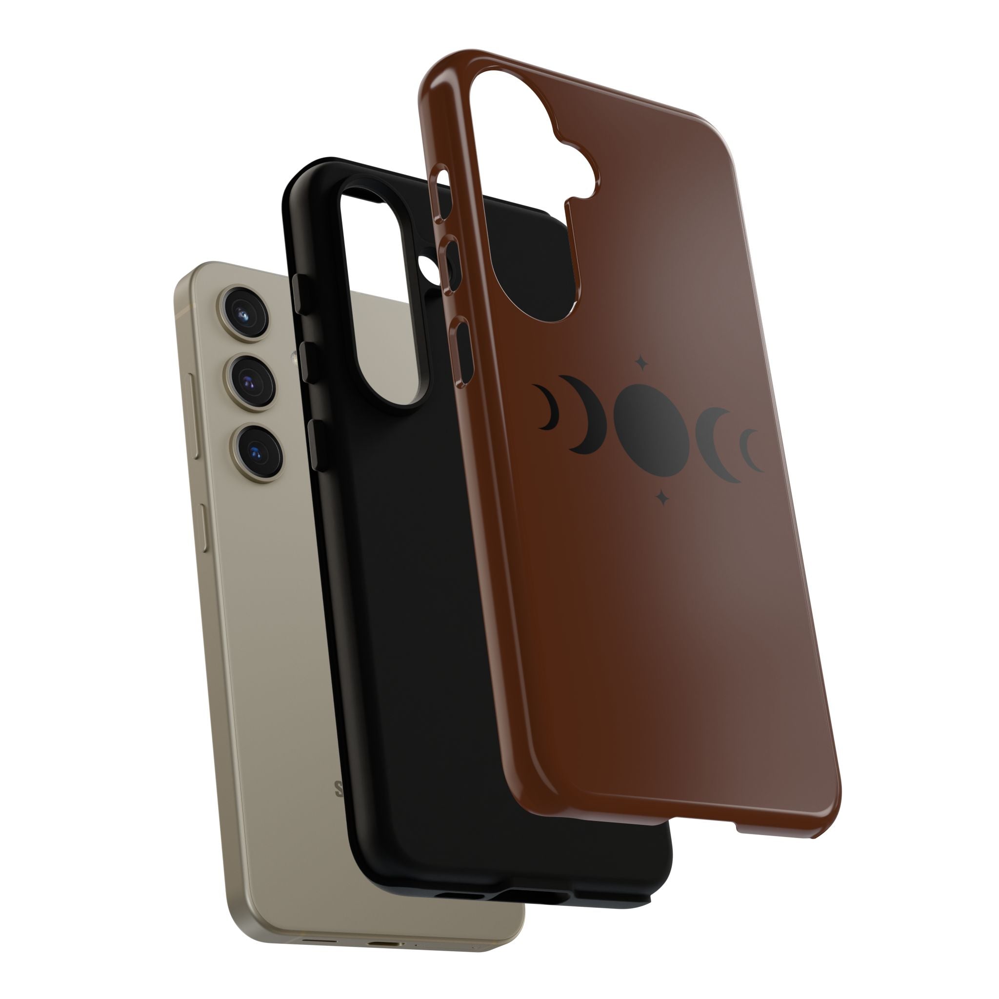 Triple Moon Phone Case — Brown Witchy Celestial iPhone Cover