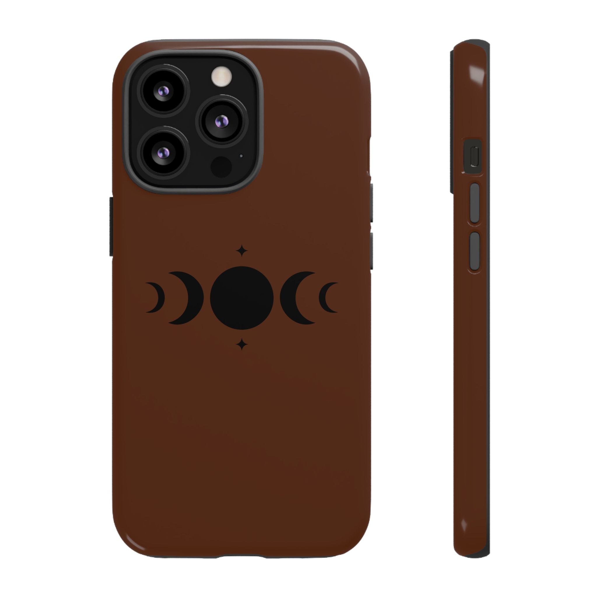 Triple Moon Phone Case — Brown Witchy Celestial iPhone Cover