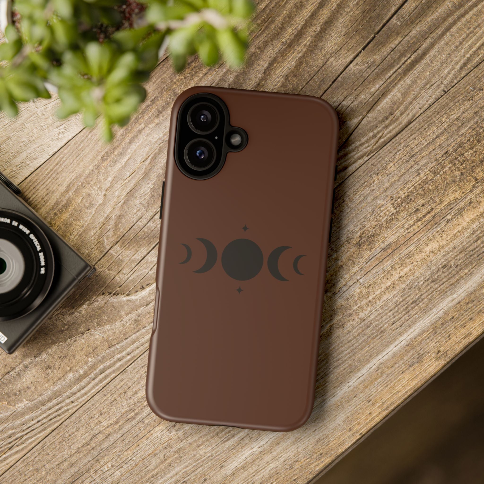 Triple Moon Phone Case — Brown Witchy Celestial iPhone Cover