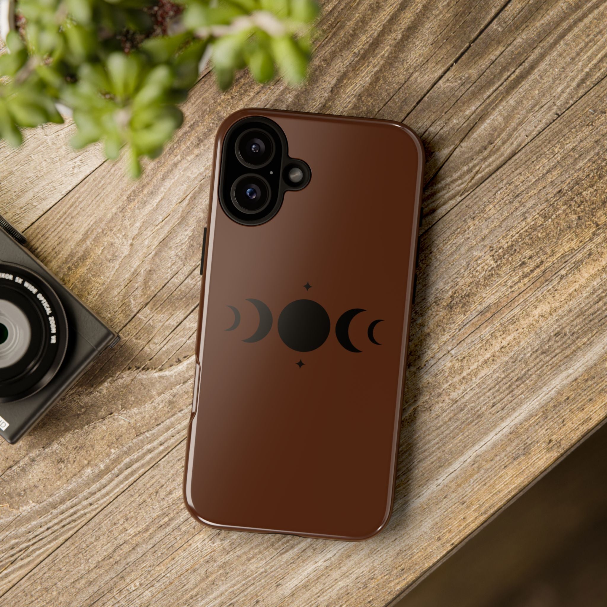 Triple Moon Phone Case — Brown Witchy Celestial iPhone Cover