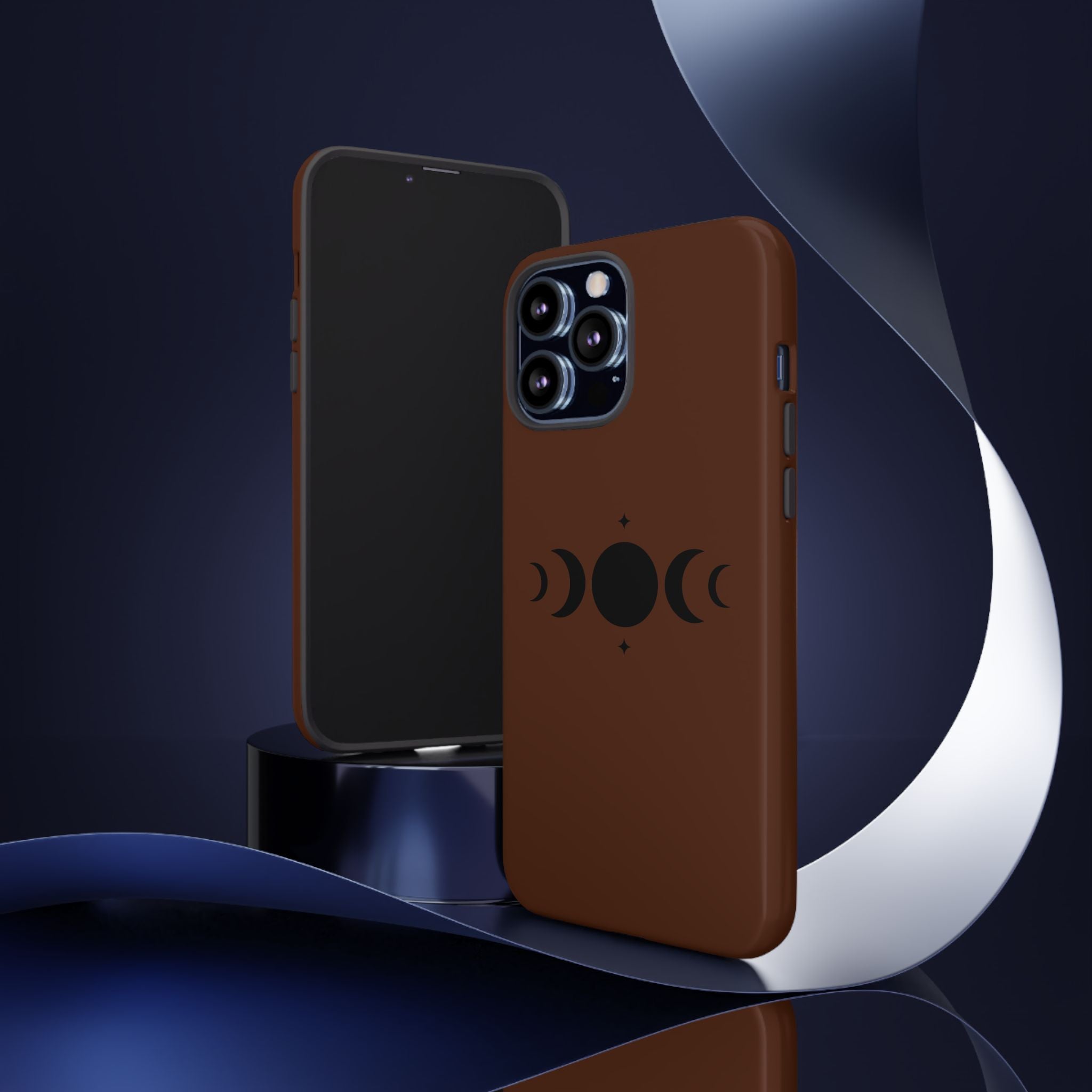 Triple Moon Phone Case — Brown Witchy Celestial iPhone Cover