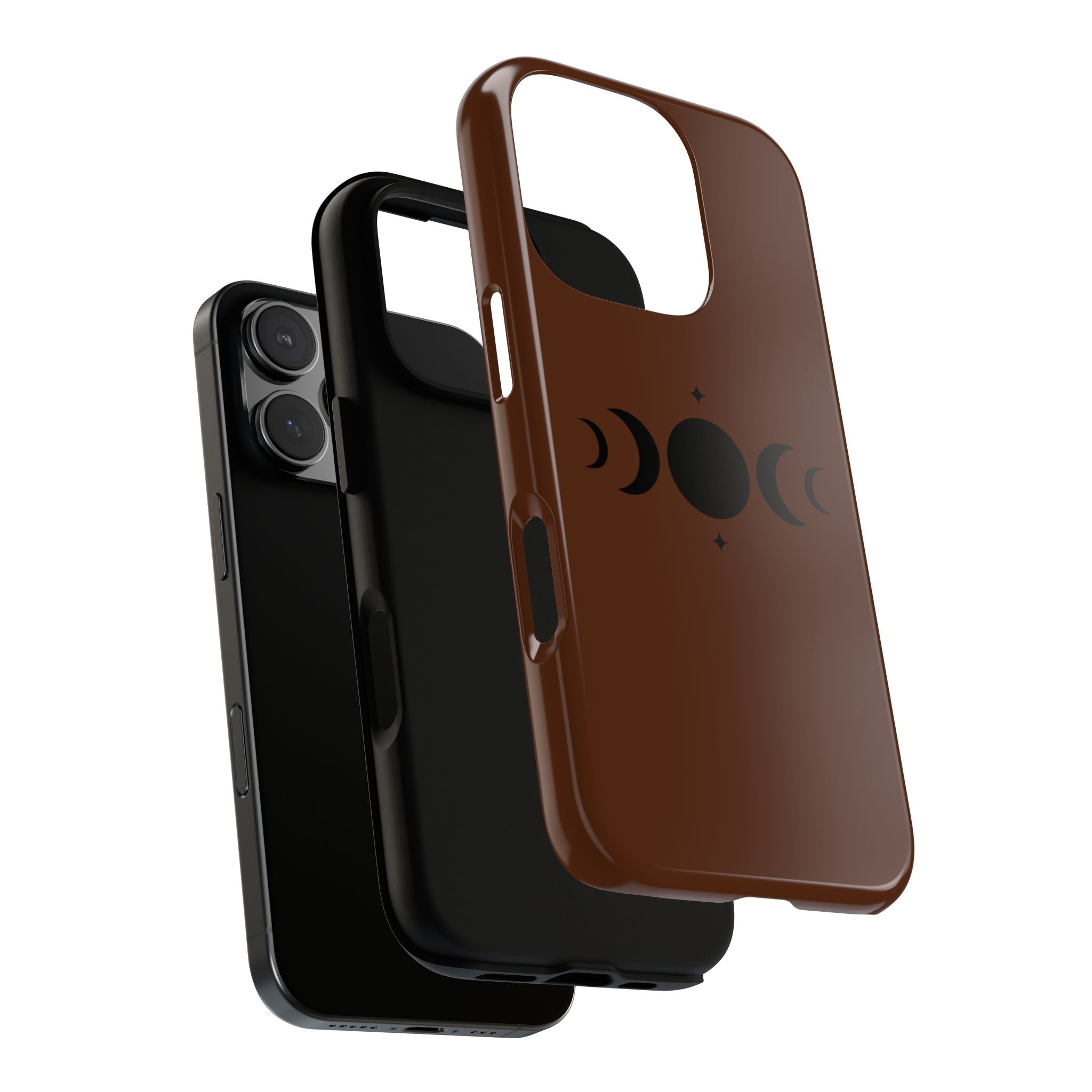 Triple Moon Phone Case — Brown Witchy Celestial iPhone Cover