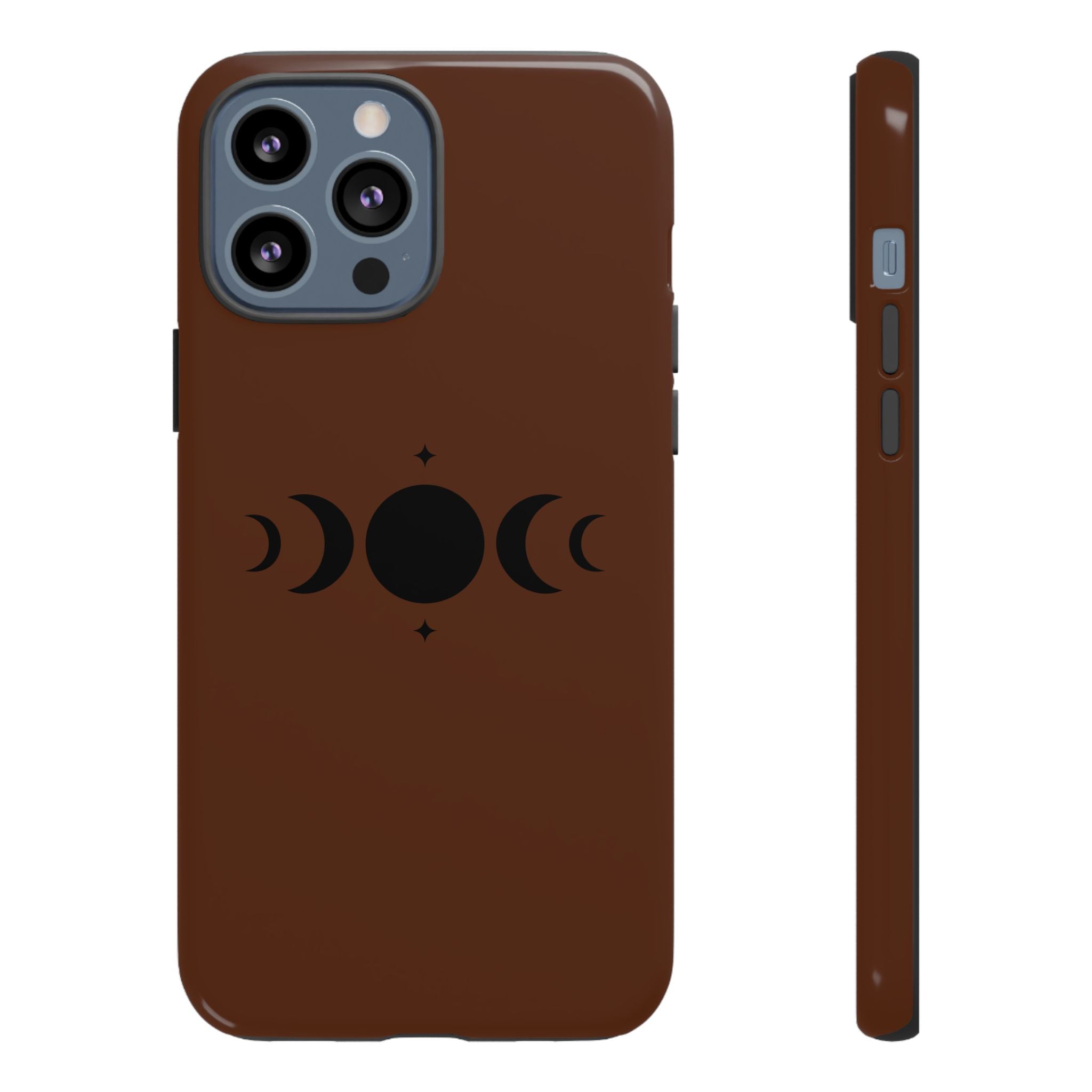 Triple Moon Phone Case — Brown Witchy Celestial iPhone Cover
