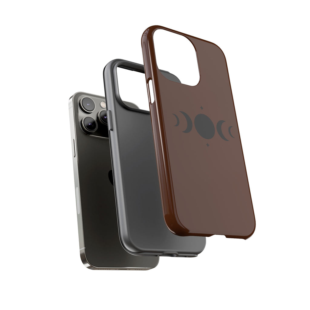 Triple Moon Phone Case — Brown Witchy Celestial iPhone Cover