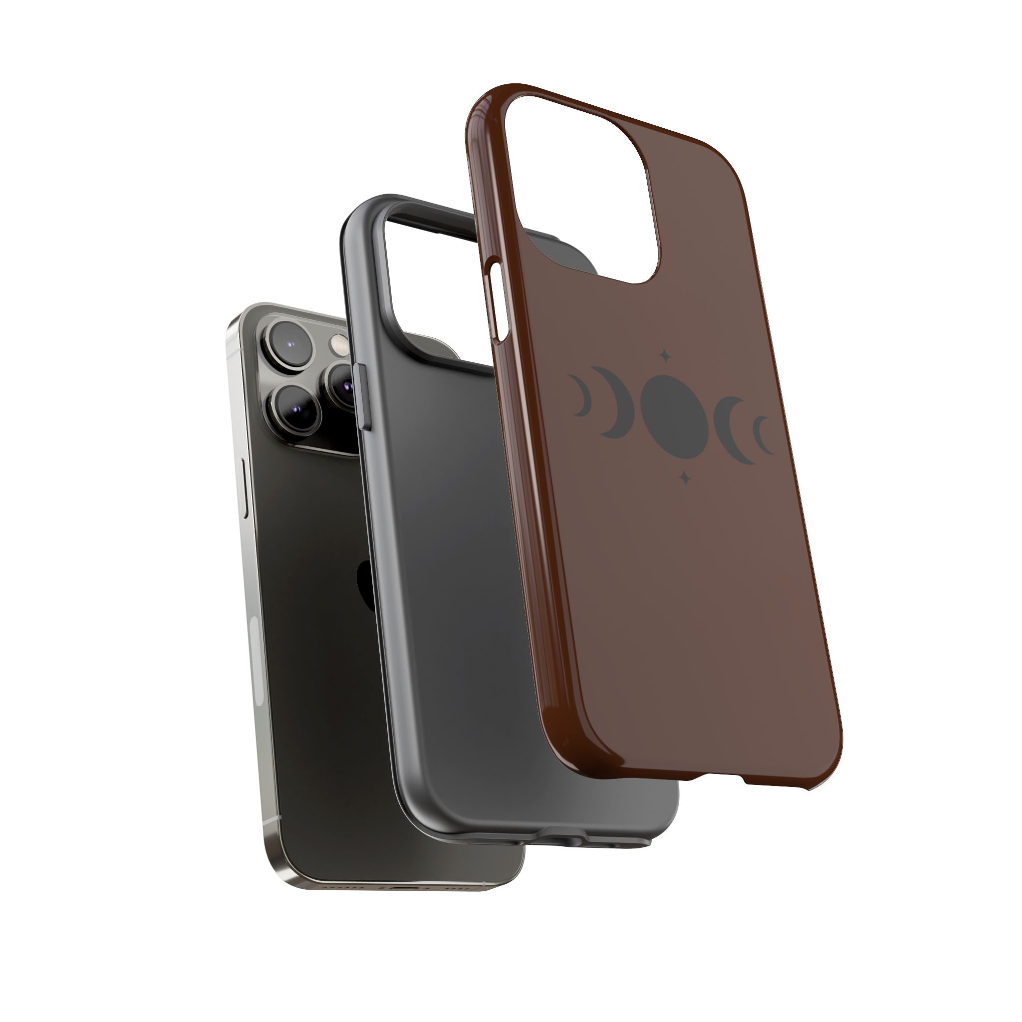 Triple Moon Phone Case — Brown Witchy Celestial iPhone Cover