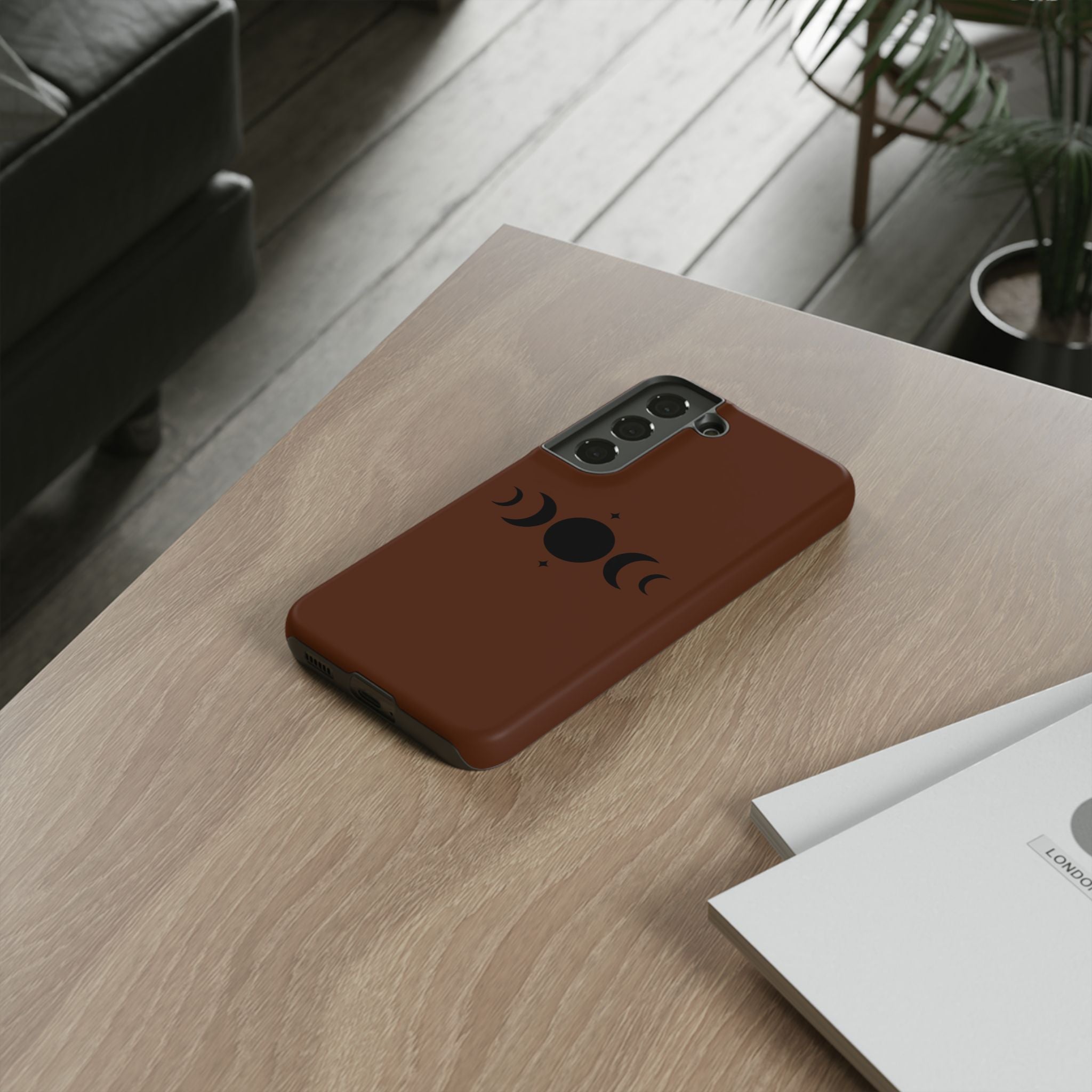 Triple Moon Phone Case — Brown Witchy Celestial iPhone Cover