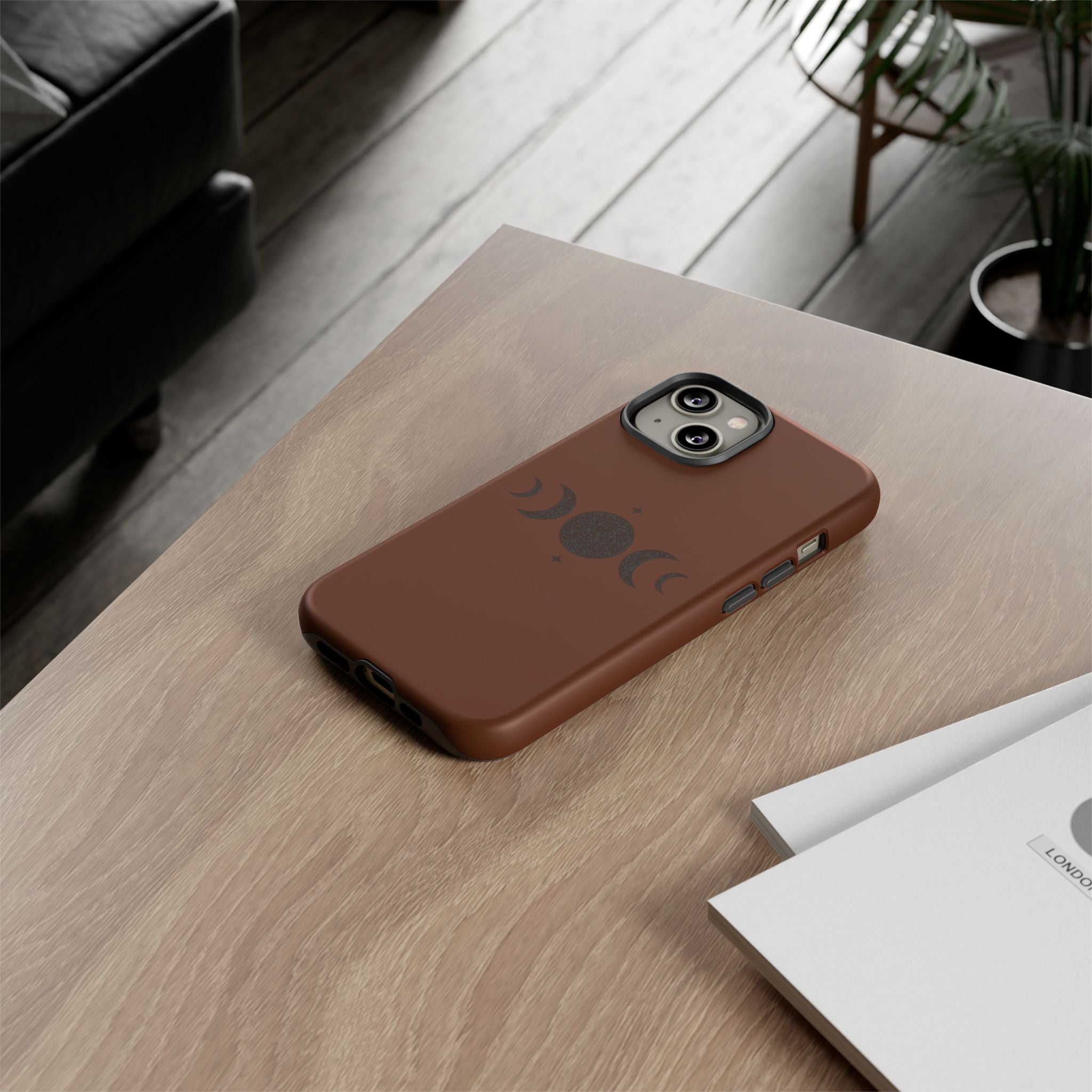 Triple Moon Phone Case — Brown Witchy Celestial iPhone Cover