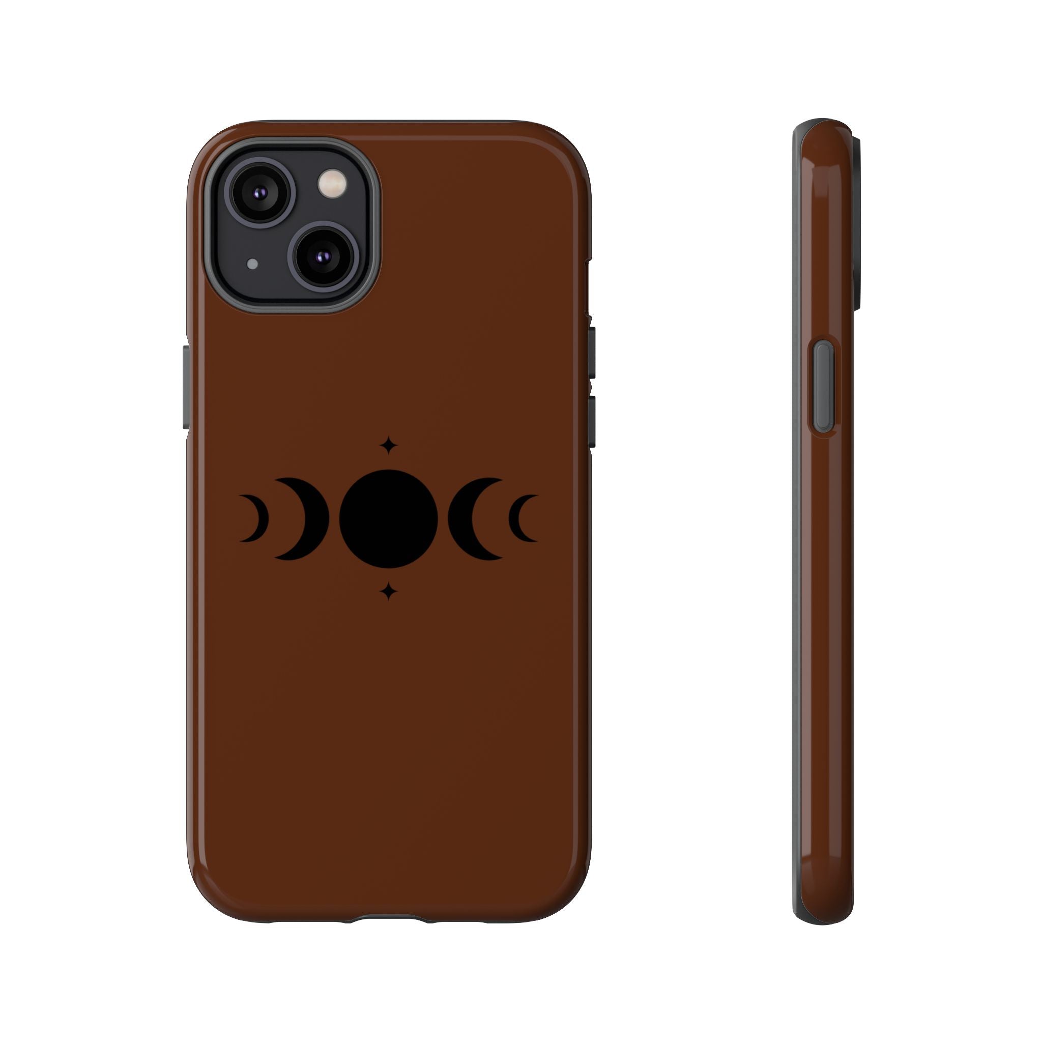 Triple Moon Phone Case — Brown Witchy Celestial iPhone Cover