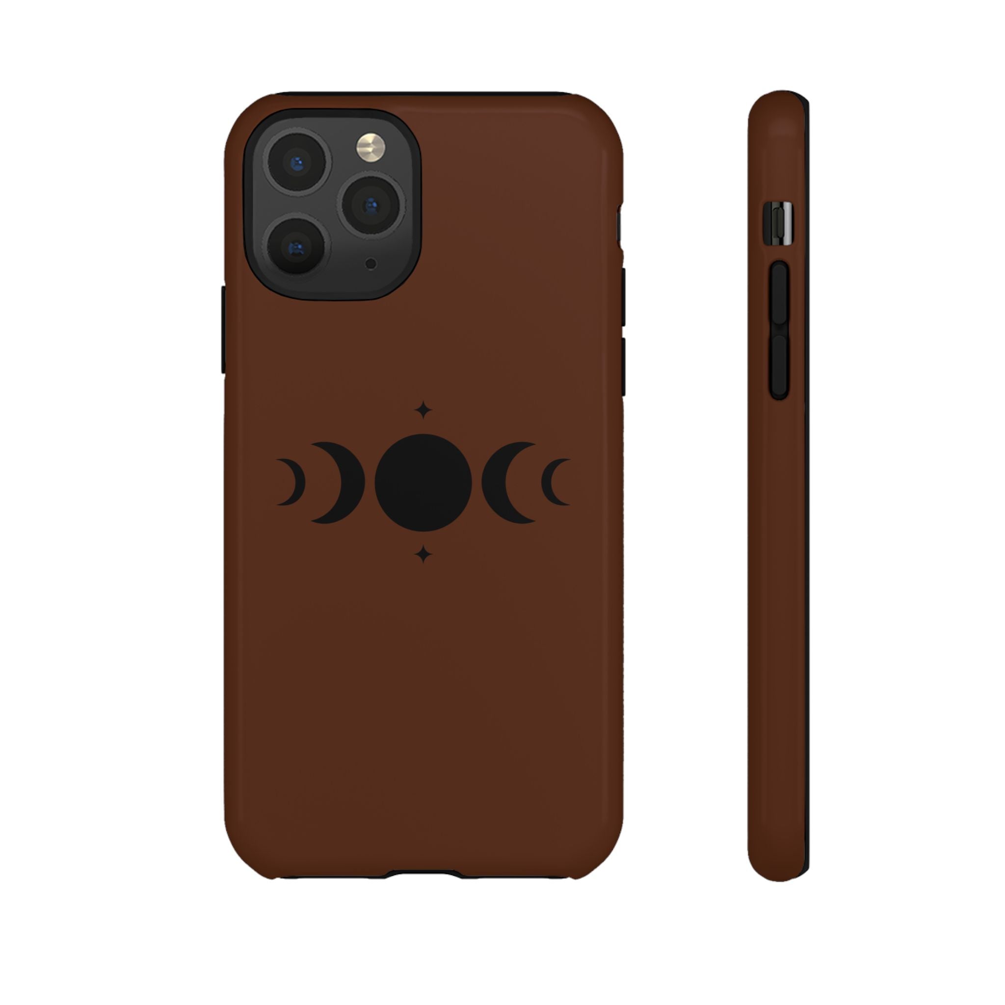 Triple Moon Phone Case — Brown Witchy Celestial iPhone Cover
