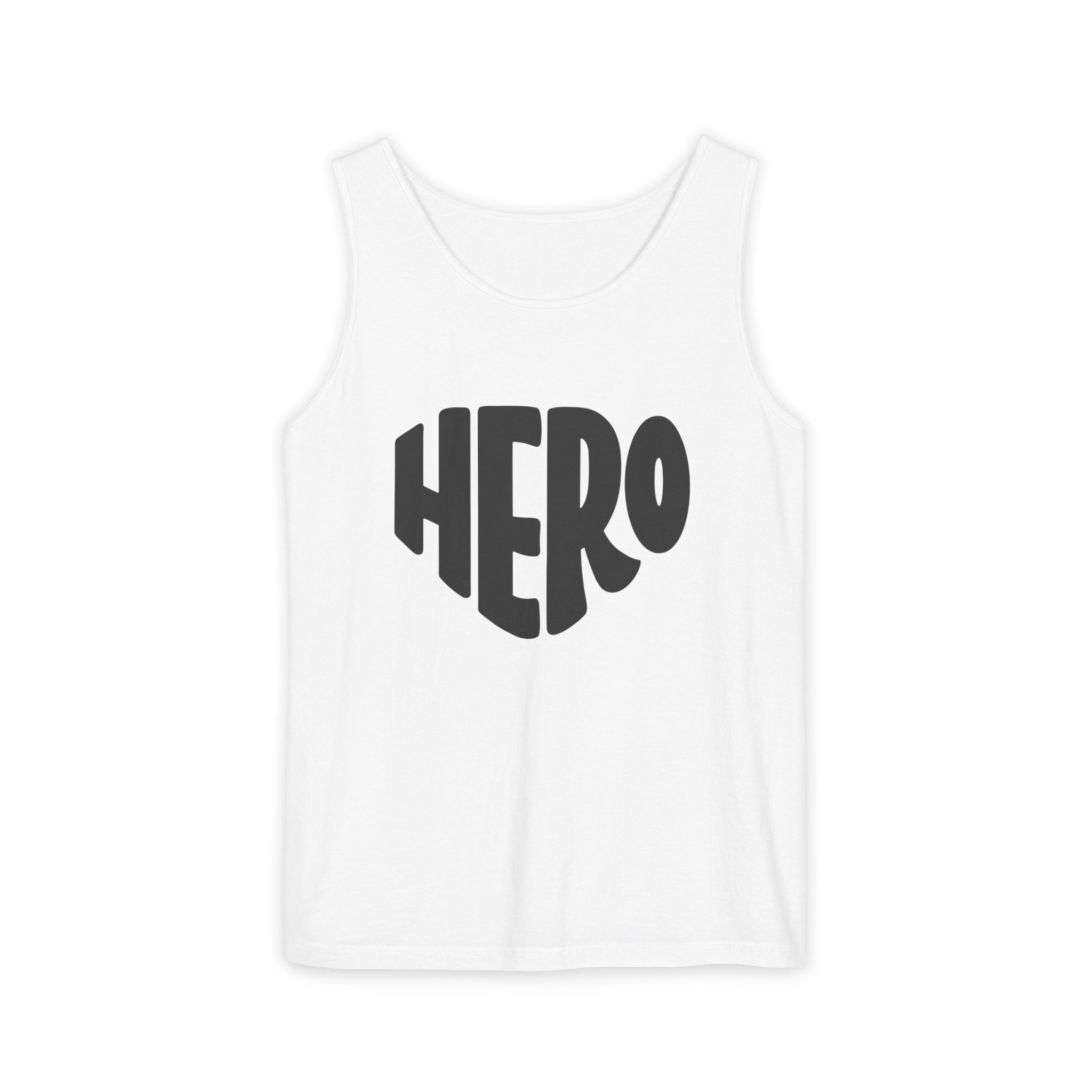 Unisex Hero Graphic Tank Top — Bold Retro "HERO" Design