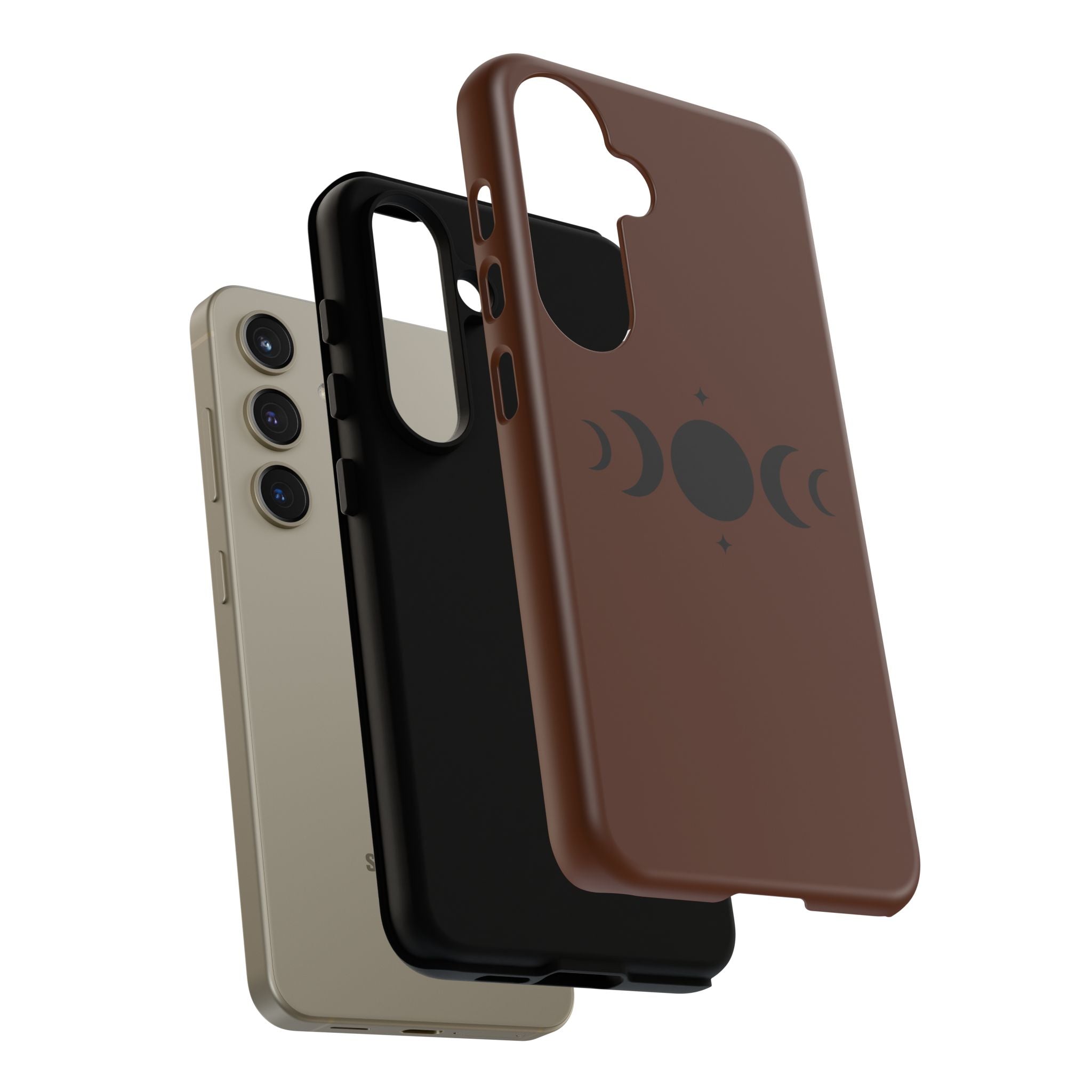 Triple Moon Phone Case — Brown Witchy Celestial iPhone Cover