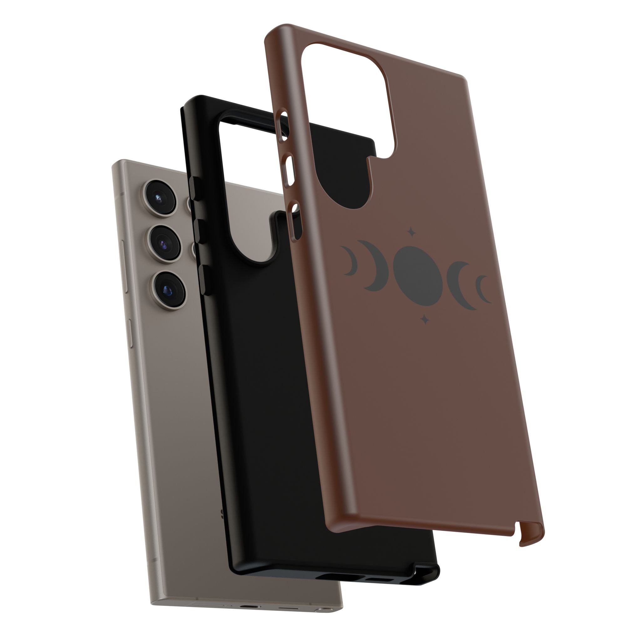 Triple Moon Phone Case — Brown Witchy Celestial iPhone Cover