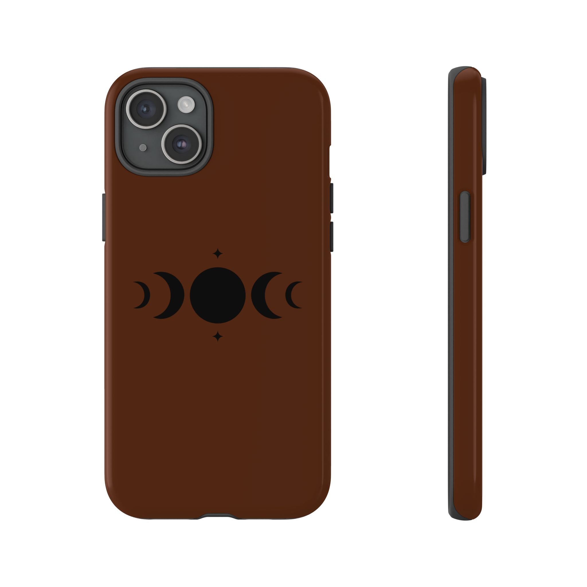 Triple Moon Phone Case — Brown Witchy Celestial iPhone Cover