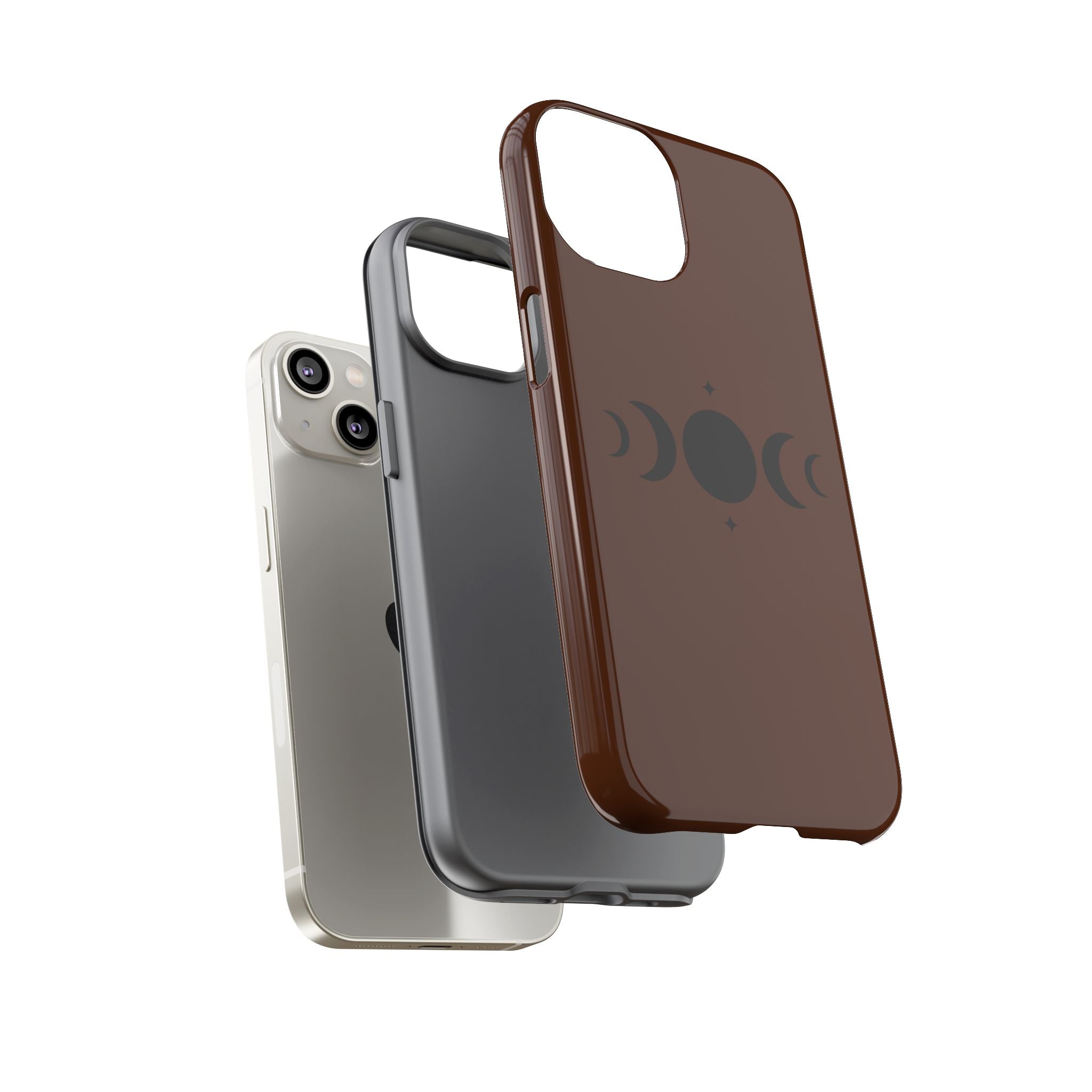 Triple Moon Phone Case — Brown Witchy Celestial iPhone Cover