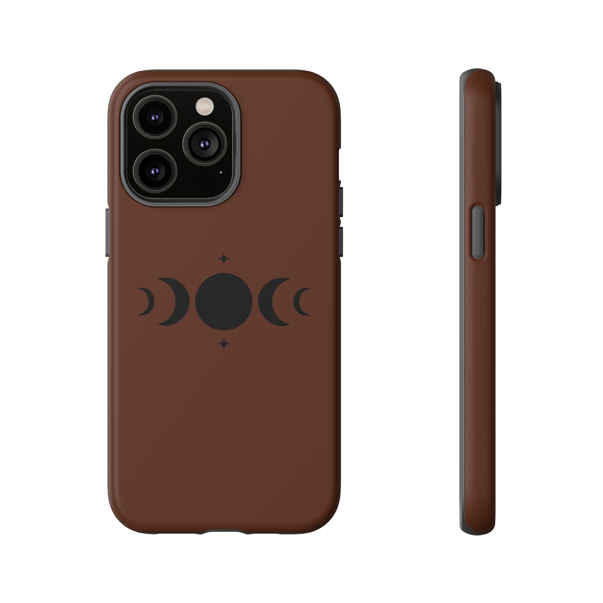 Triple Moon Phone Case — Brown Witchy Celestial iPhone Cover
