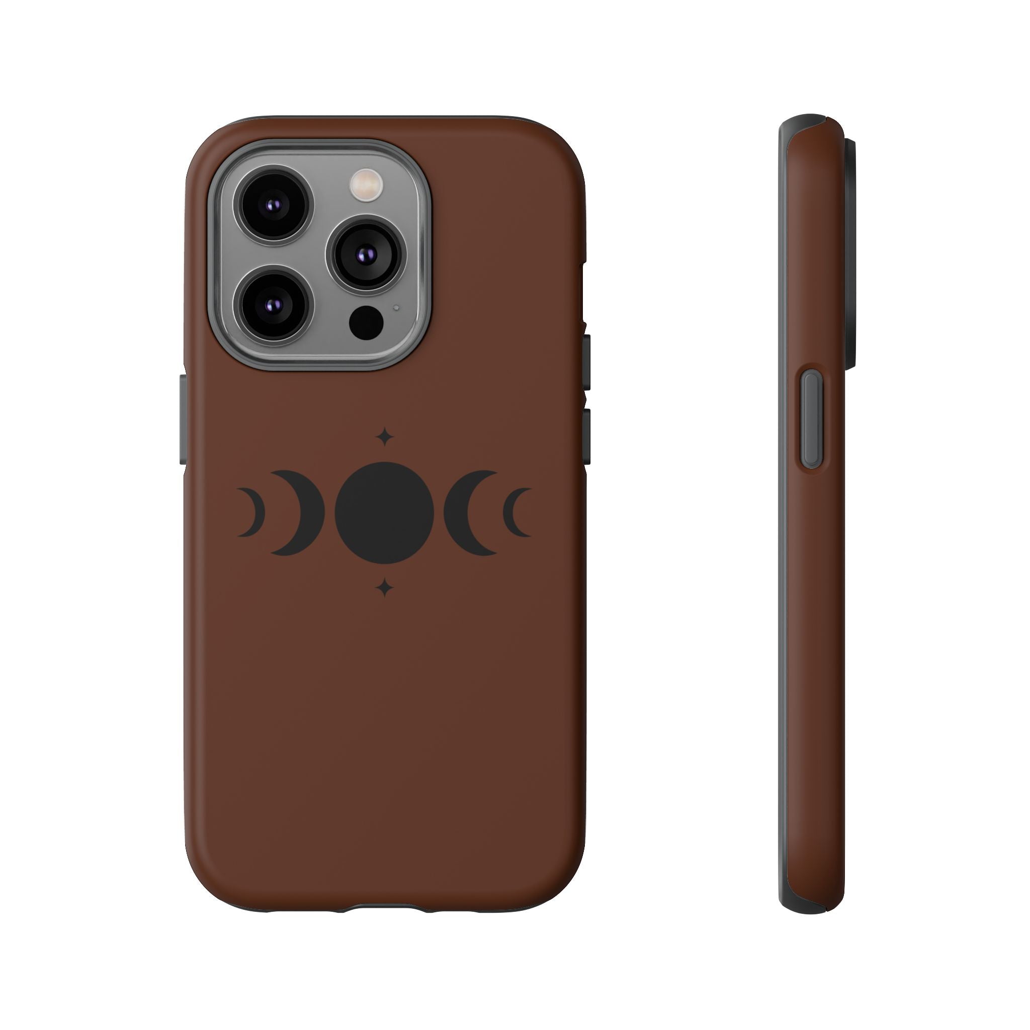 Triple Moon Phone Case — Brown Witchy Celestial iPhone Cover