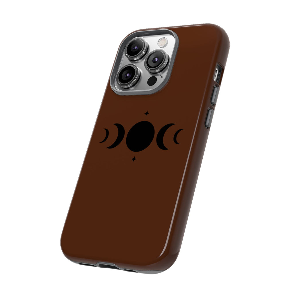 Triple Moon Phone Case — Brown Witchy Celestial iPhone Cover