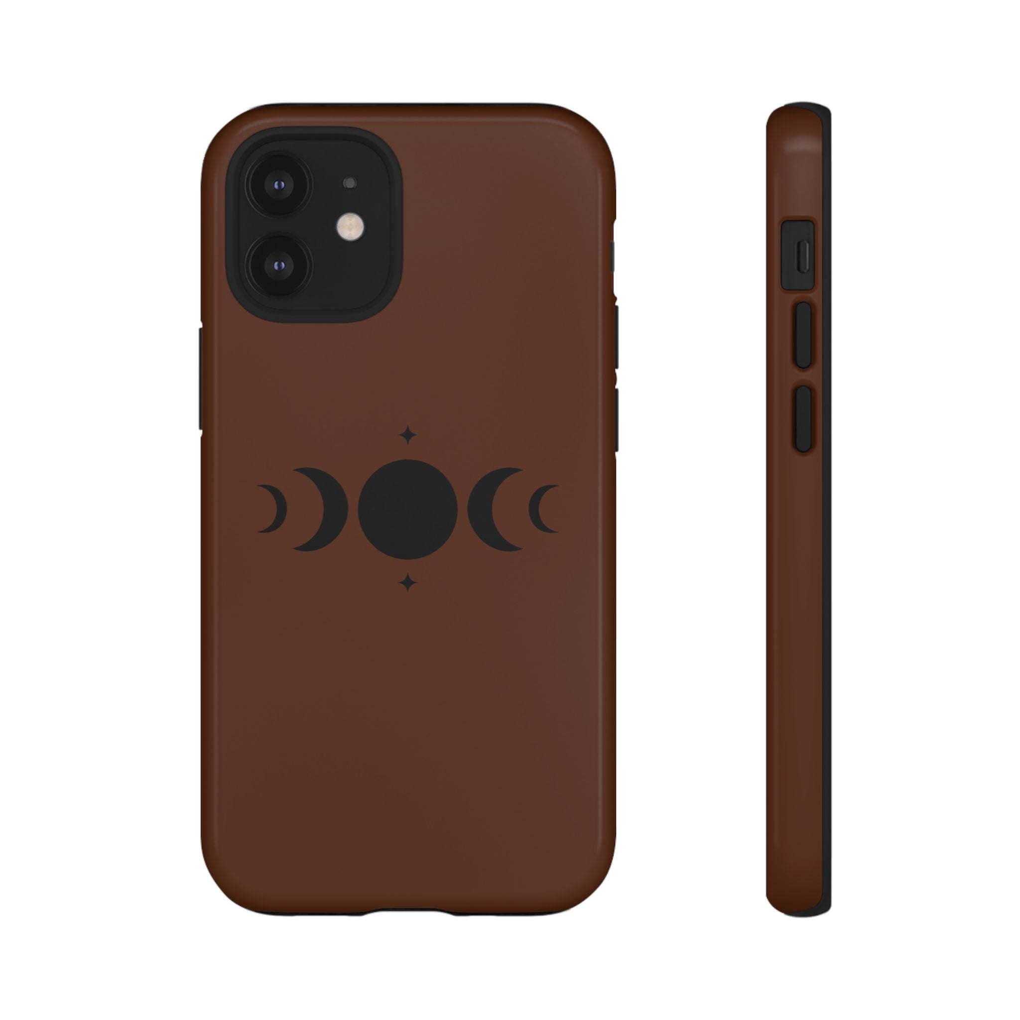 Triple Moon Phone Case — Brown Witchy Celestial iPhone Cover