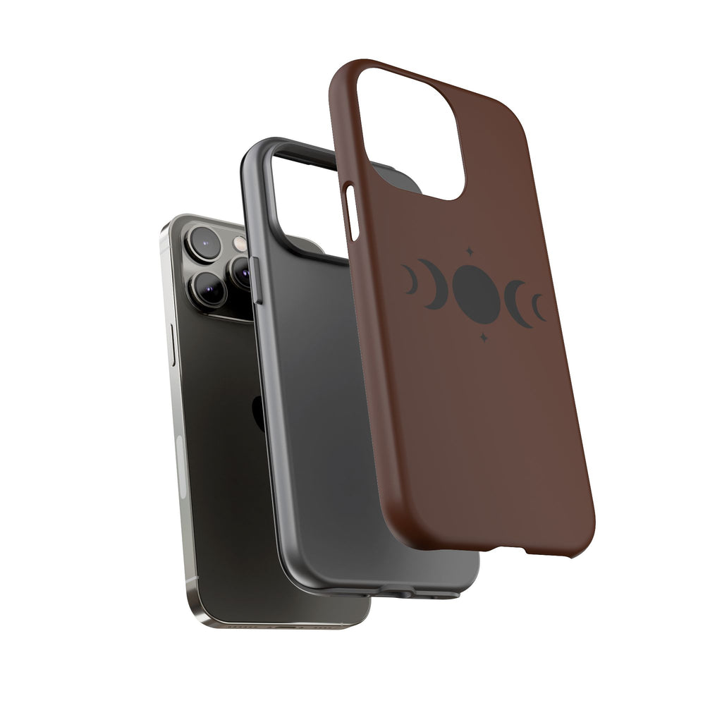 Triple Moon Phone Case — Brown Witchy Celestial iPhone Cover