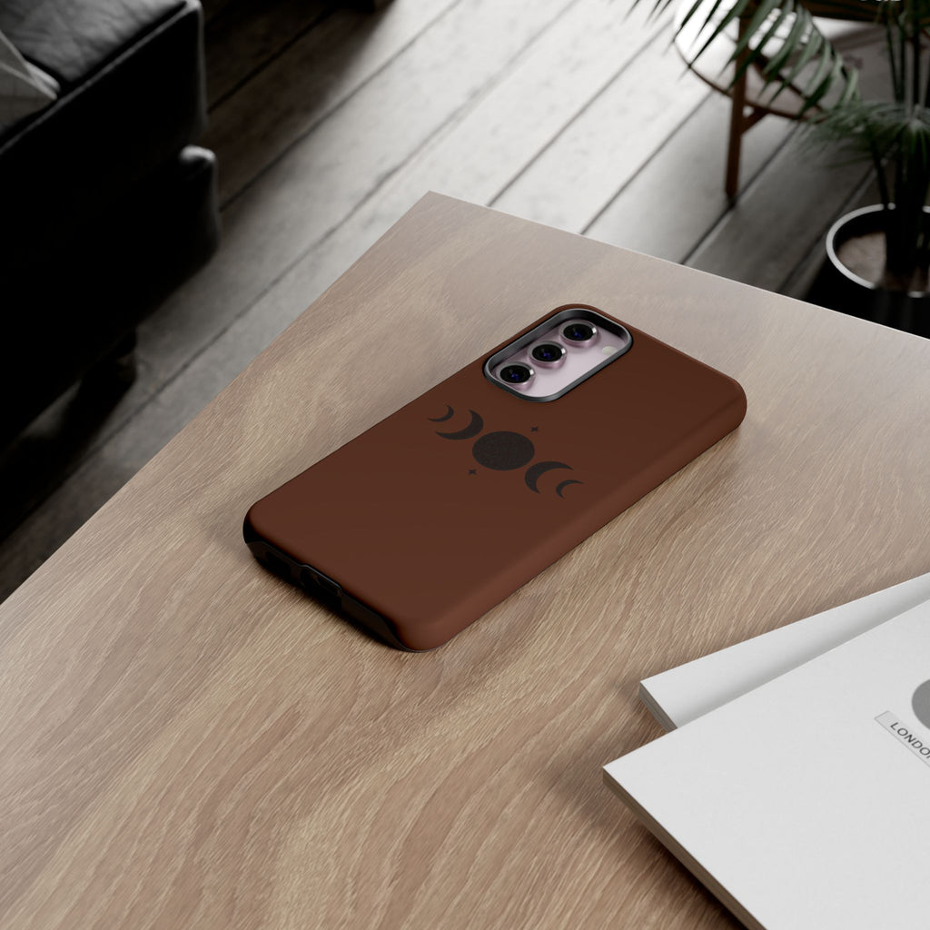 Triple Moon Phone Case — Brown Witchy Celestial iPhone Cover