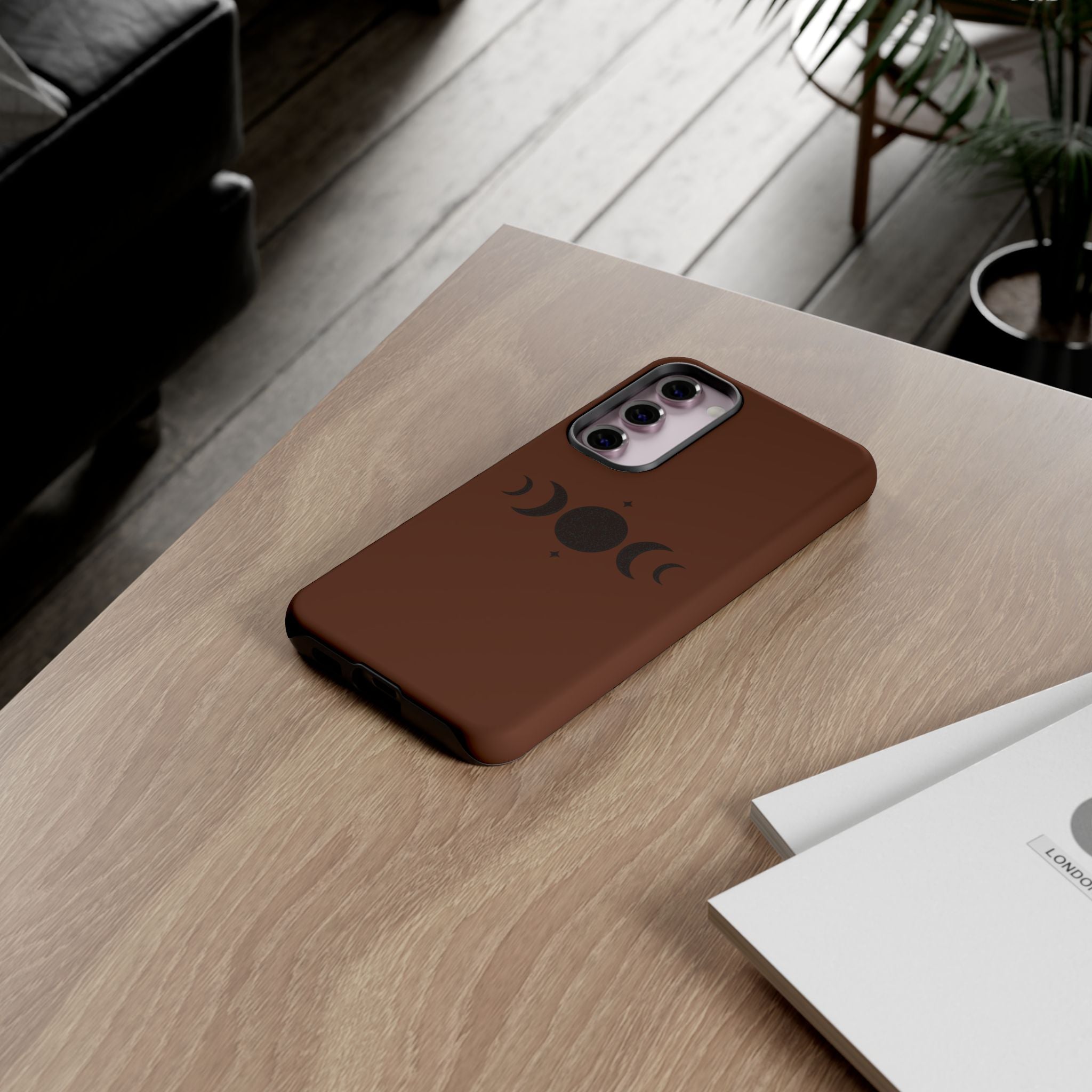 Triple Moon Phone Case — Brown Witchy Celestial iPhone Cover