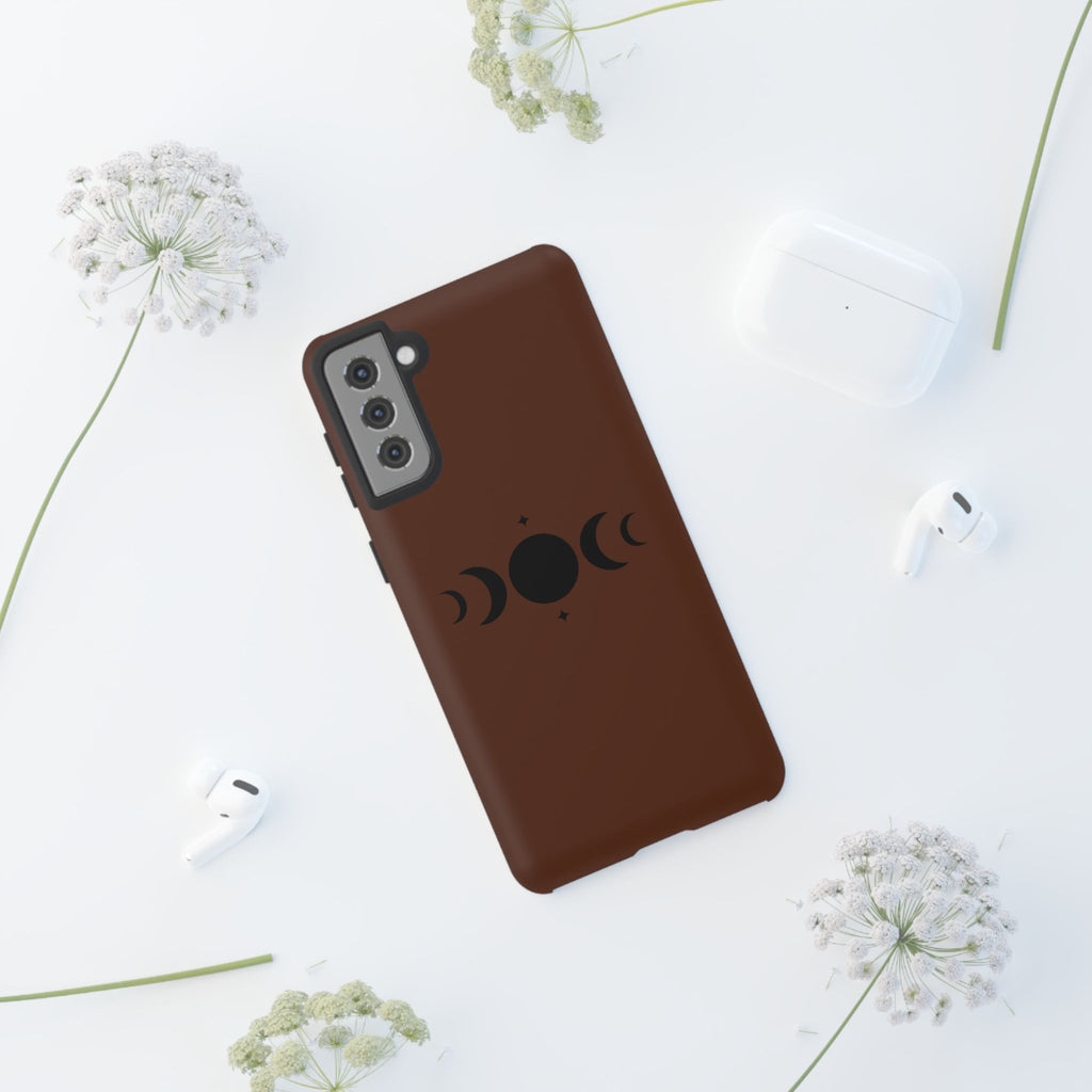 Triple Moon Phone Case — Brown Witchy Celestial iPhone Cover