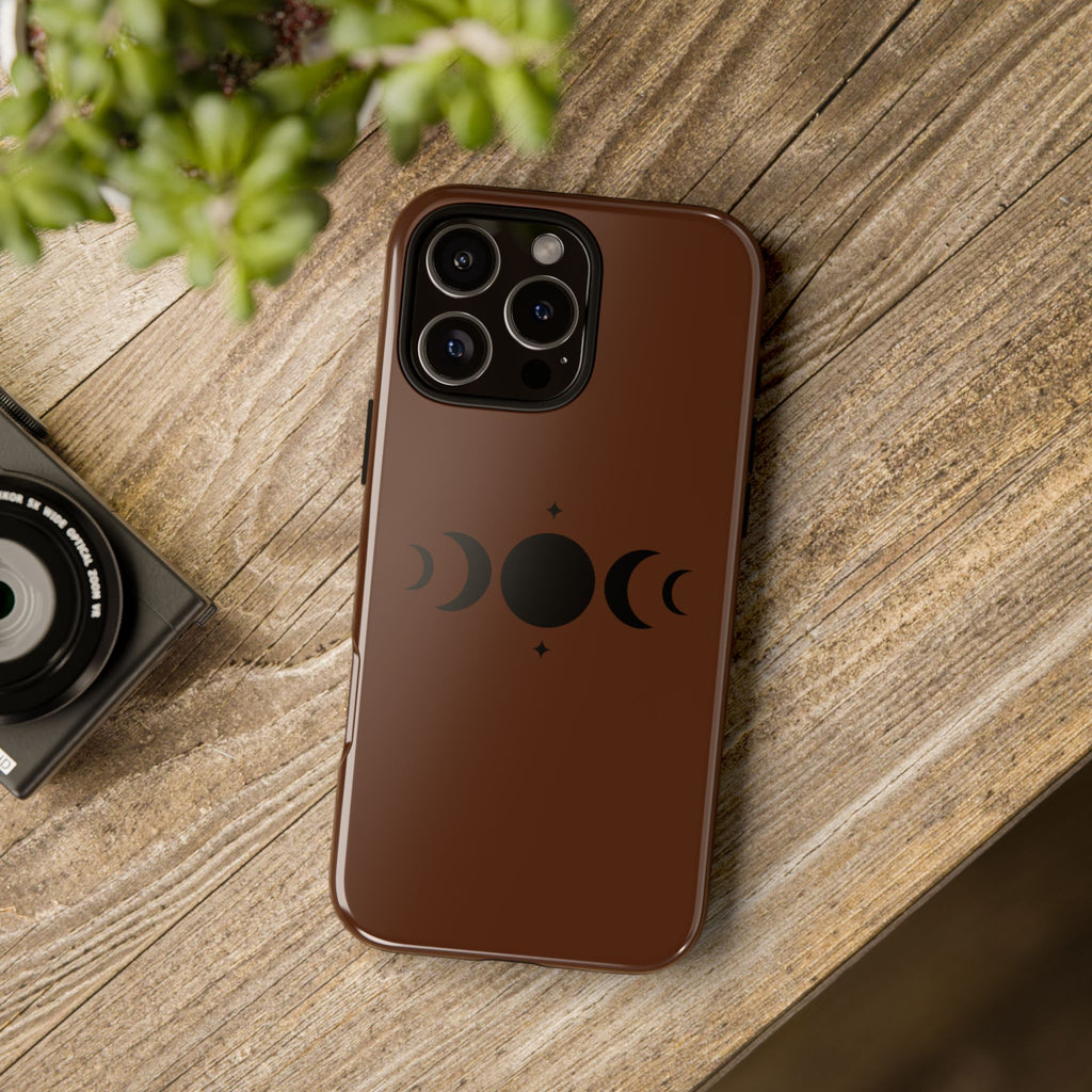 Triple Moon Phone Case — Brown Witchy Celestial iPhone Cover