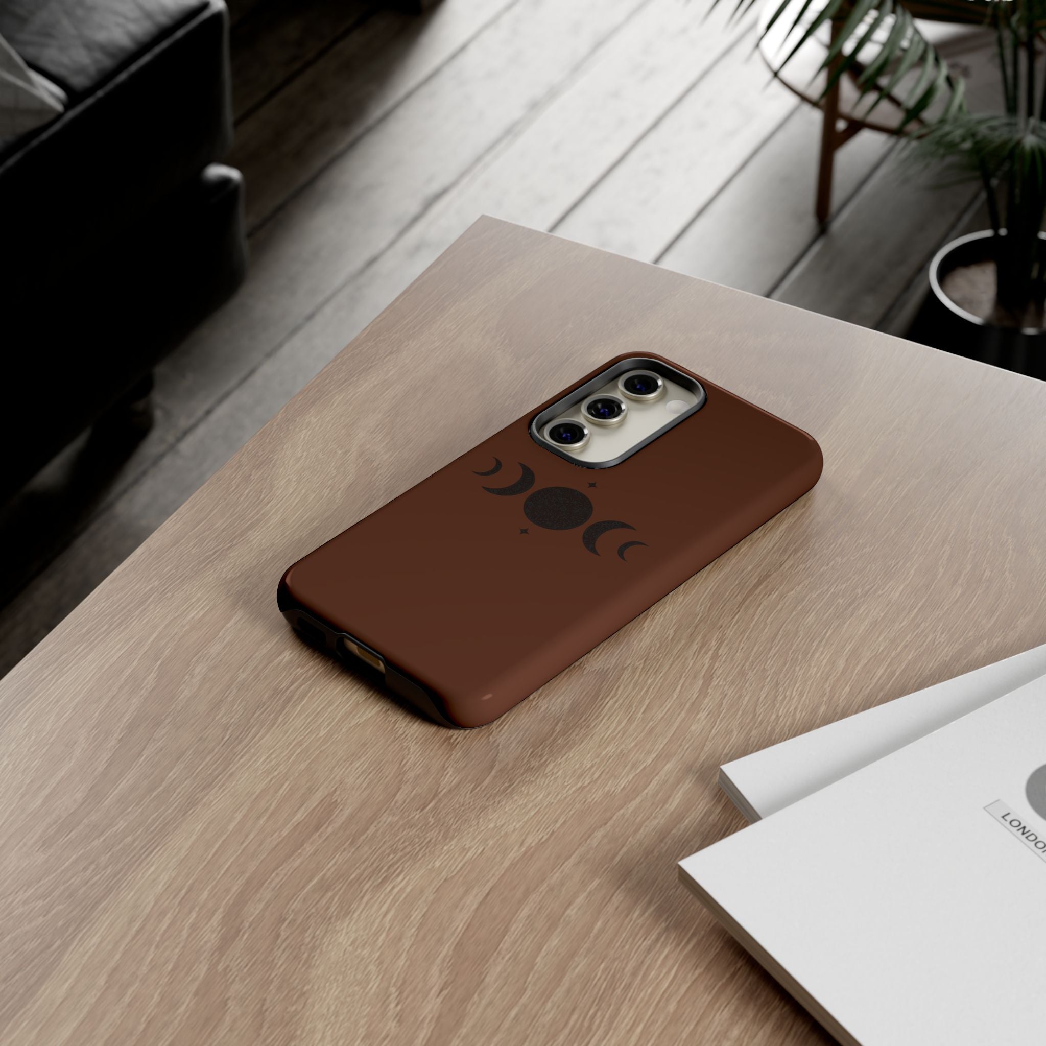 Triple Moon Phone Case — Brown Witchy Celestial iPhone Cover