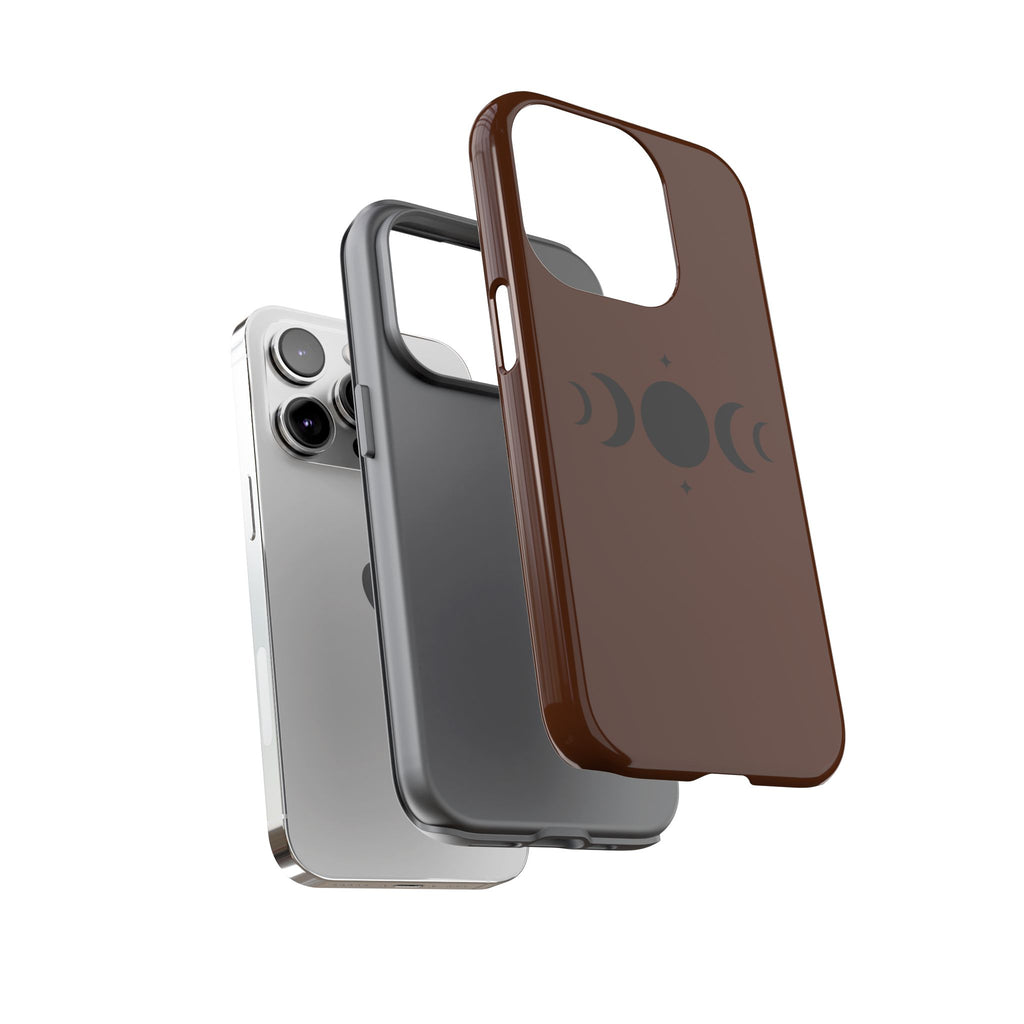 Triple Moon Phone Case — Brown Witchy Celestial iPhone Cover