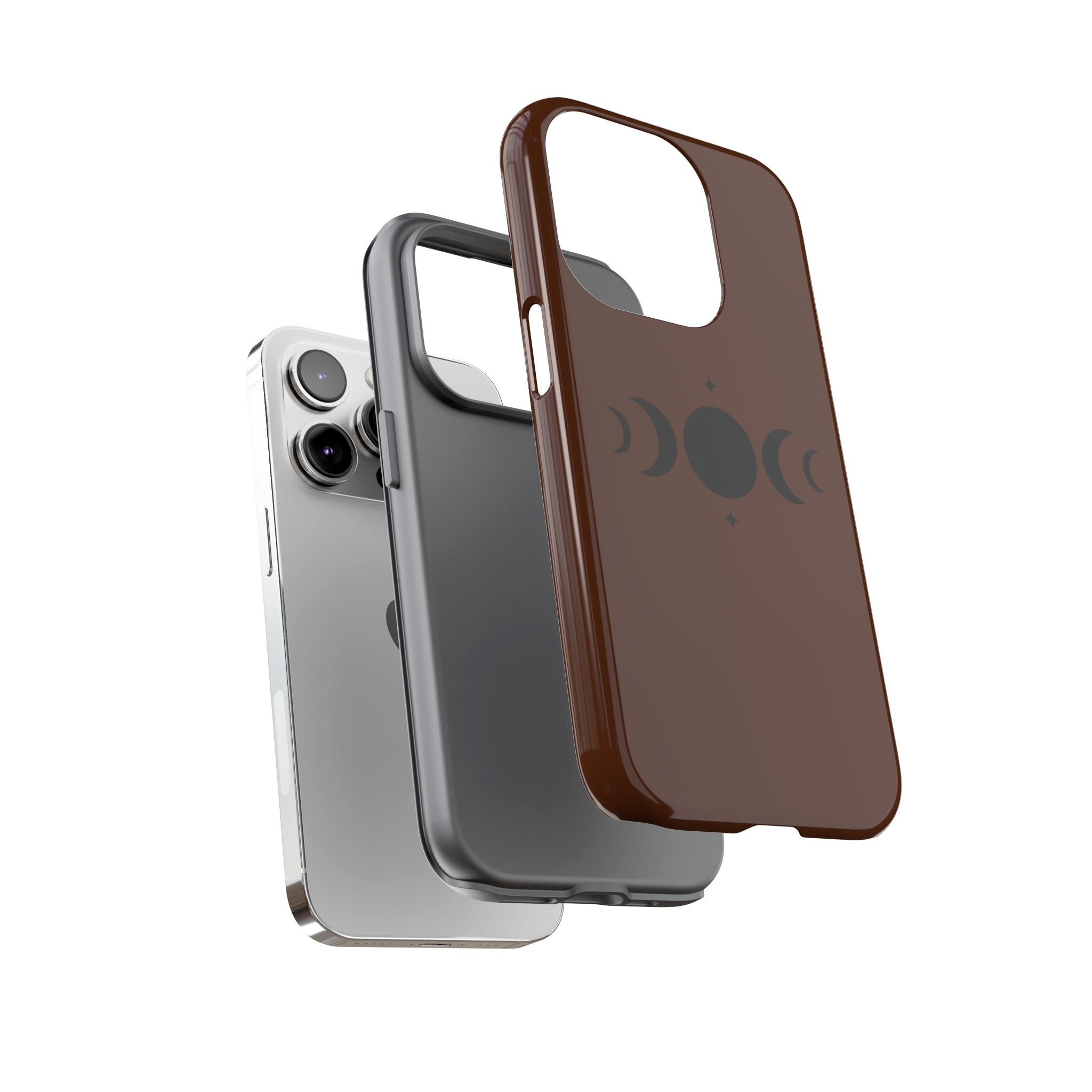 Triple Moon Phone Case — Brown Witchy Celestial iPhone Cover