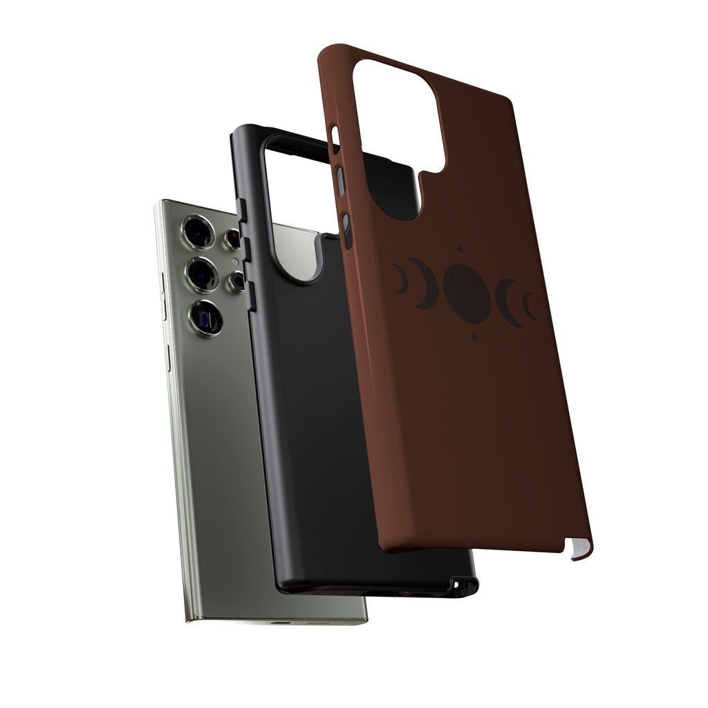 Triple Moon Phone Case — Brown Witchy Celestial iPhone Cover