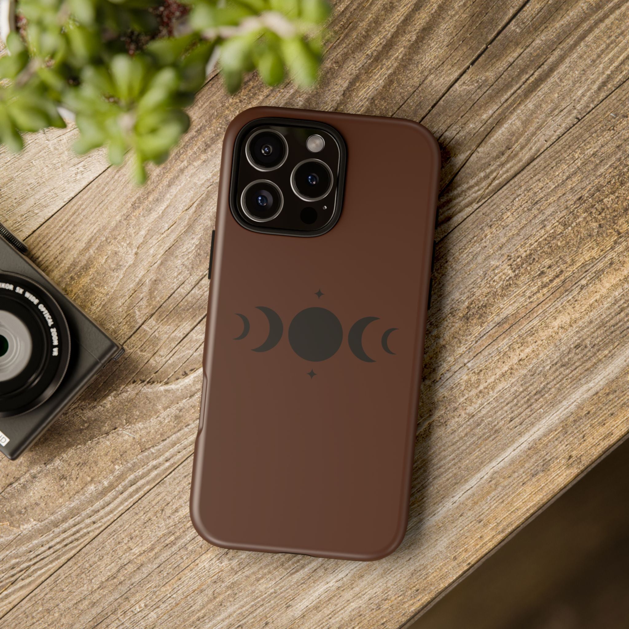 Triple Moon Phone Case — Brown Witchy Celestial iPhone Cover