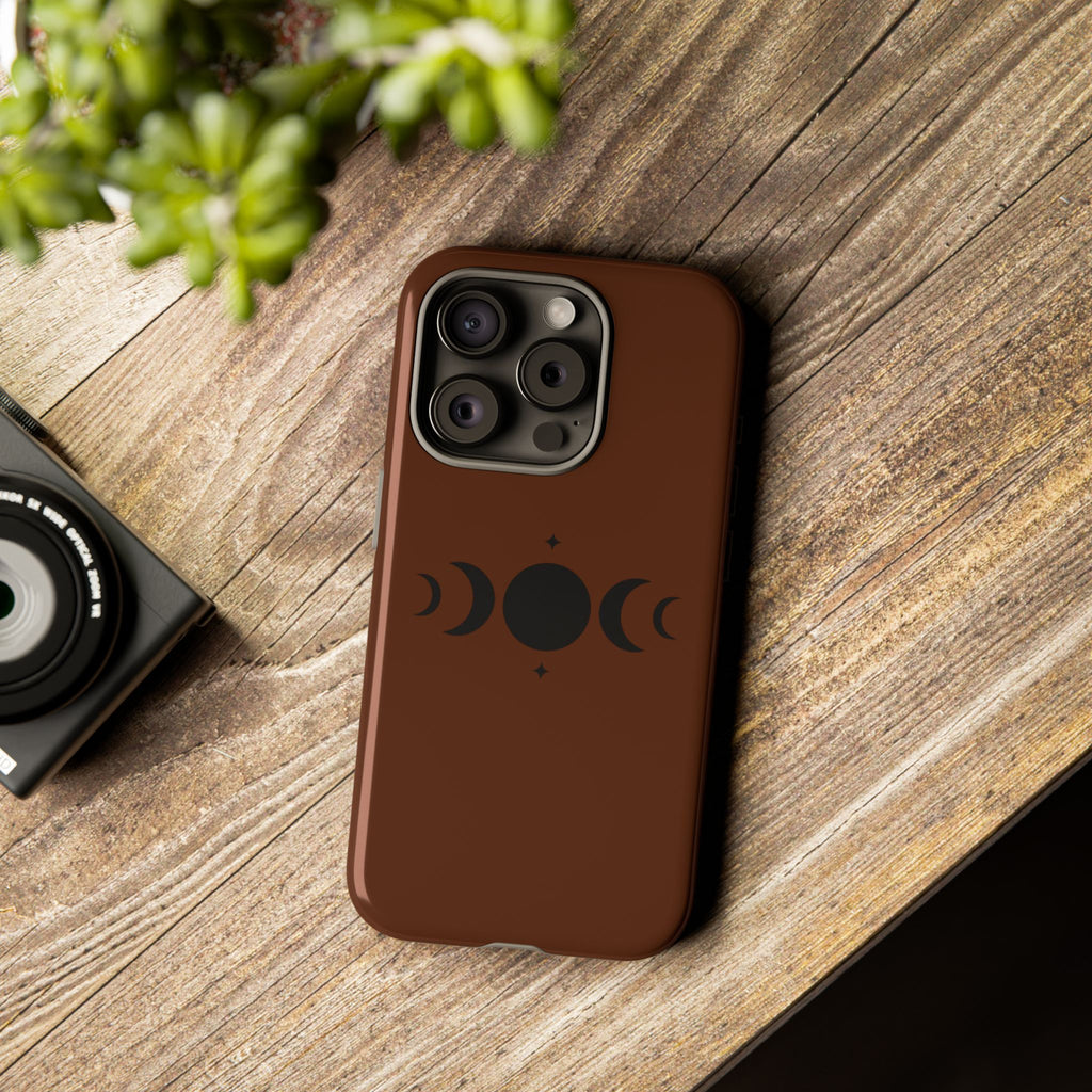 Triple Moon Phone Case — Brown Witchy Celestial iPhone Cover