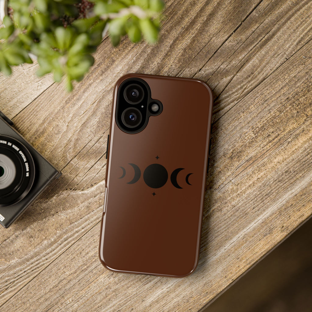 Triple Moon Phone Case — Brown Witchy Celestial iPhone Cover