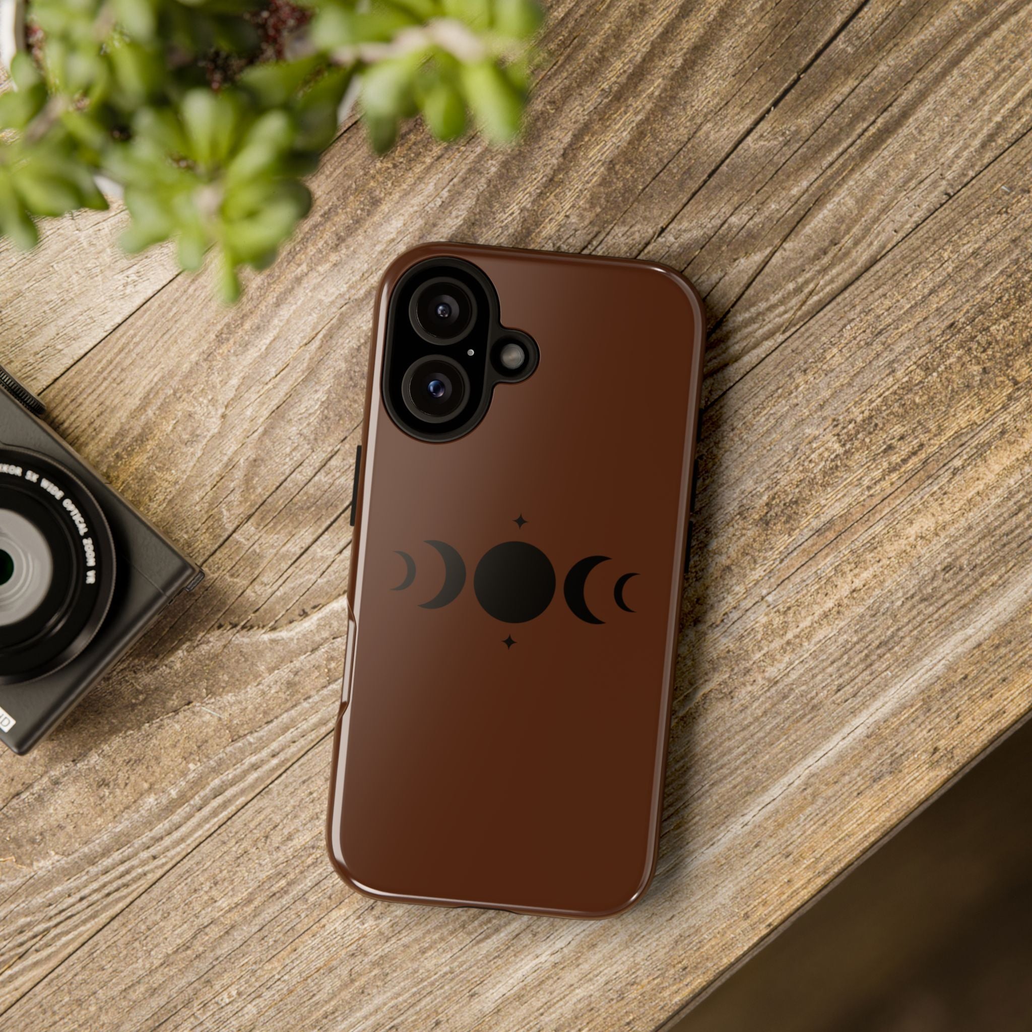 Triple Moon Phone Case — Brown Witchy Celestial iPhone Cover