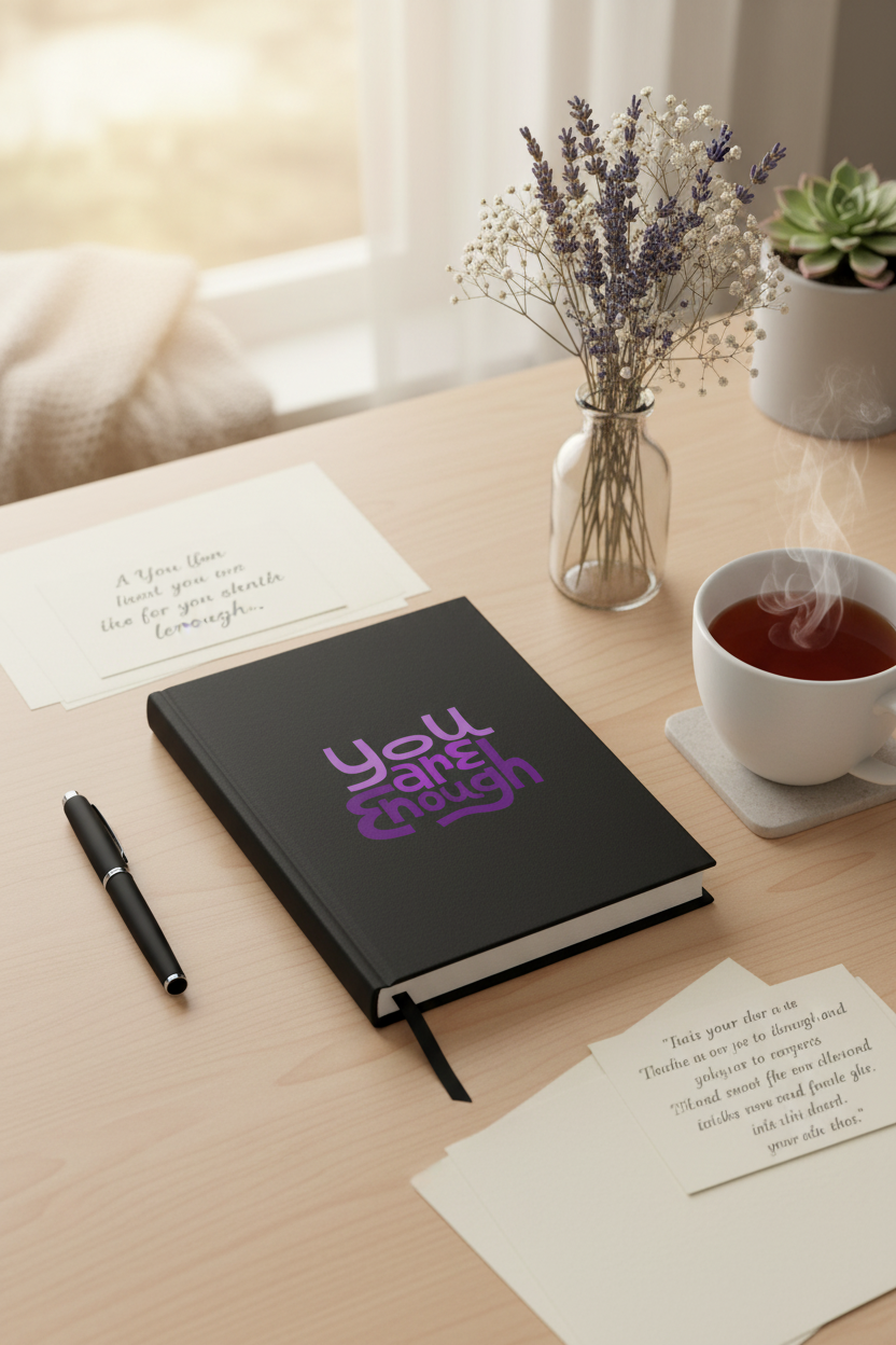 You Are Enough Journal lifestyle flat lay